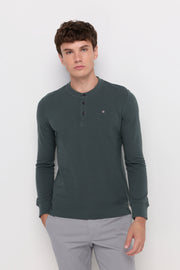 PIQUE LONG SLEEVE ROUND NECK T-SHIRT