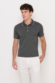 TEXTURED MELANGE POLO SHIRT