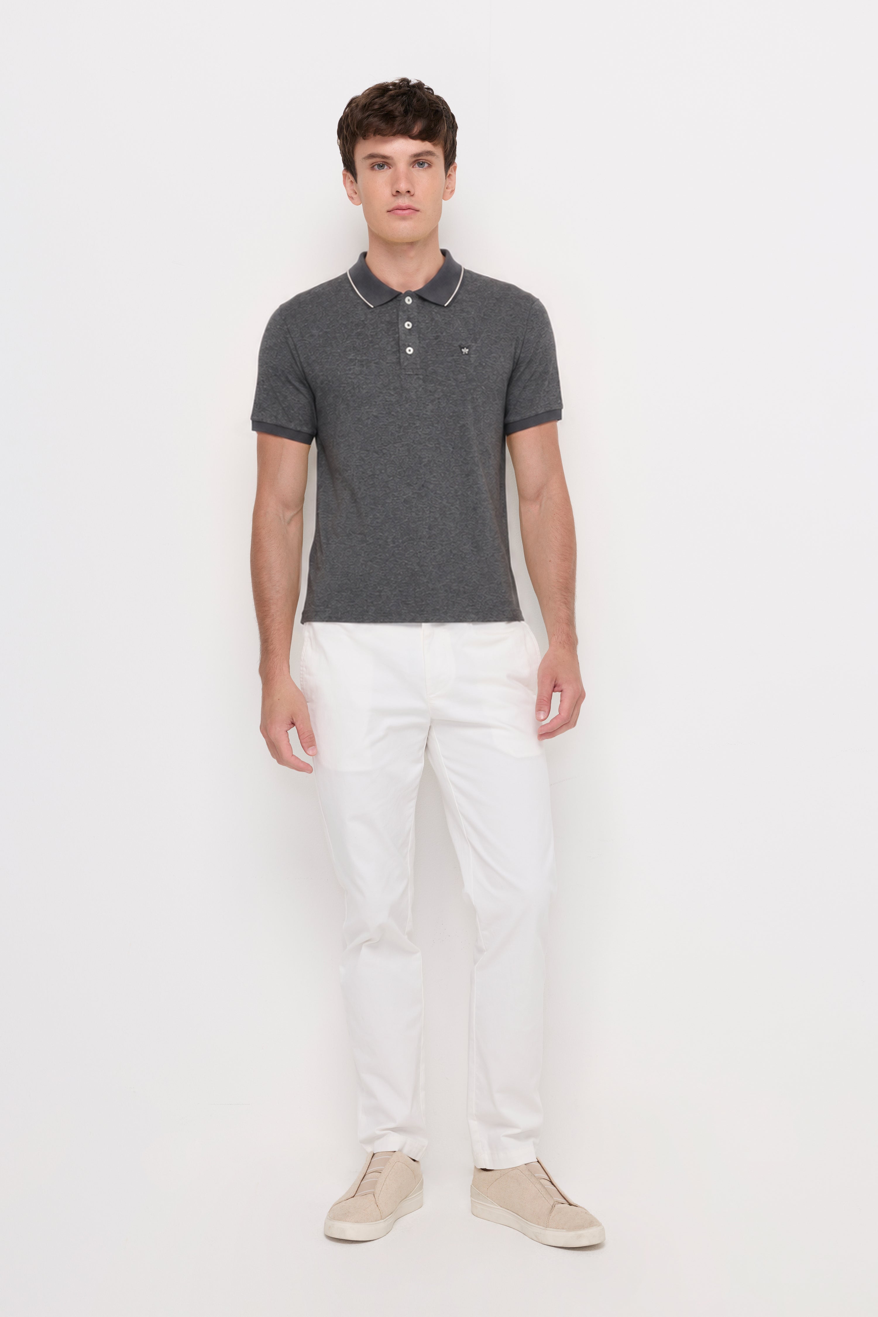 TEXTURED MELANGE POLO SHIRT