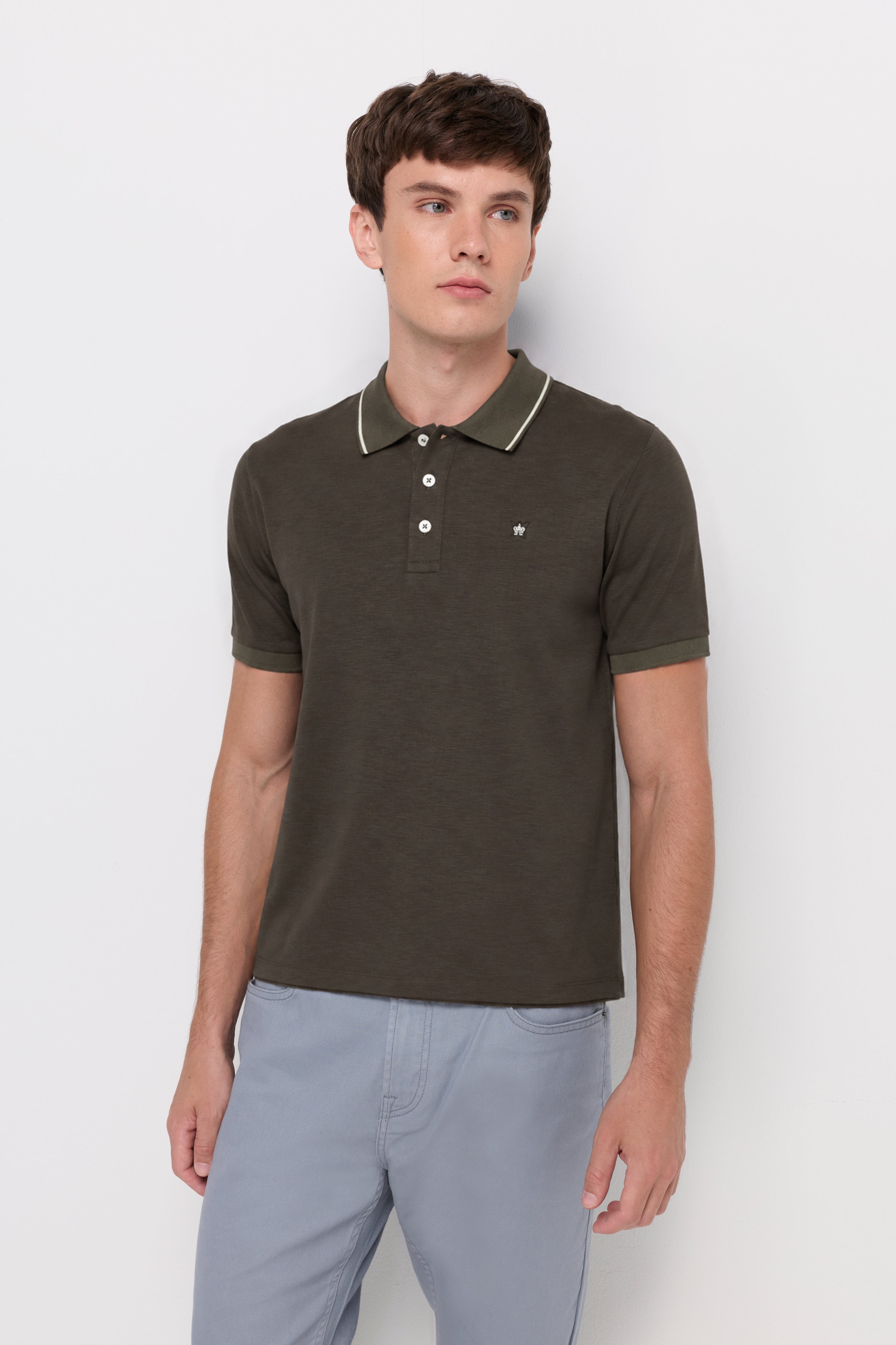 TEXTURED MELANGE POLO SHIRT