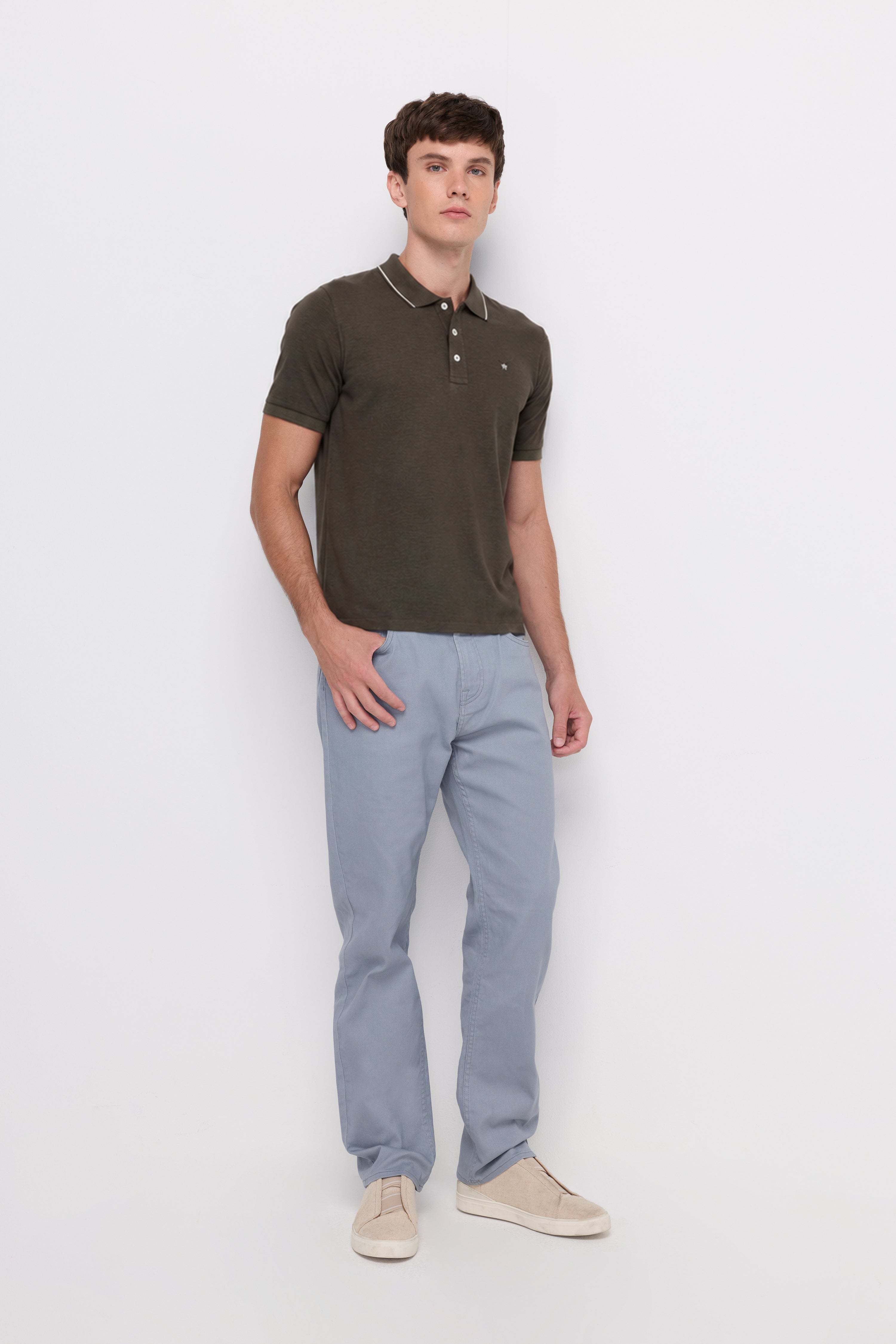 TEXTURED MELANGE POLO SHIRT