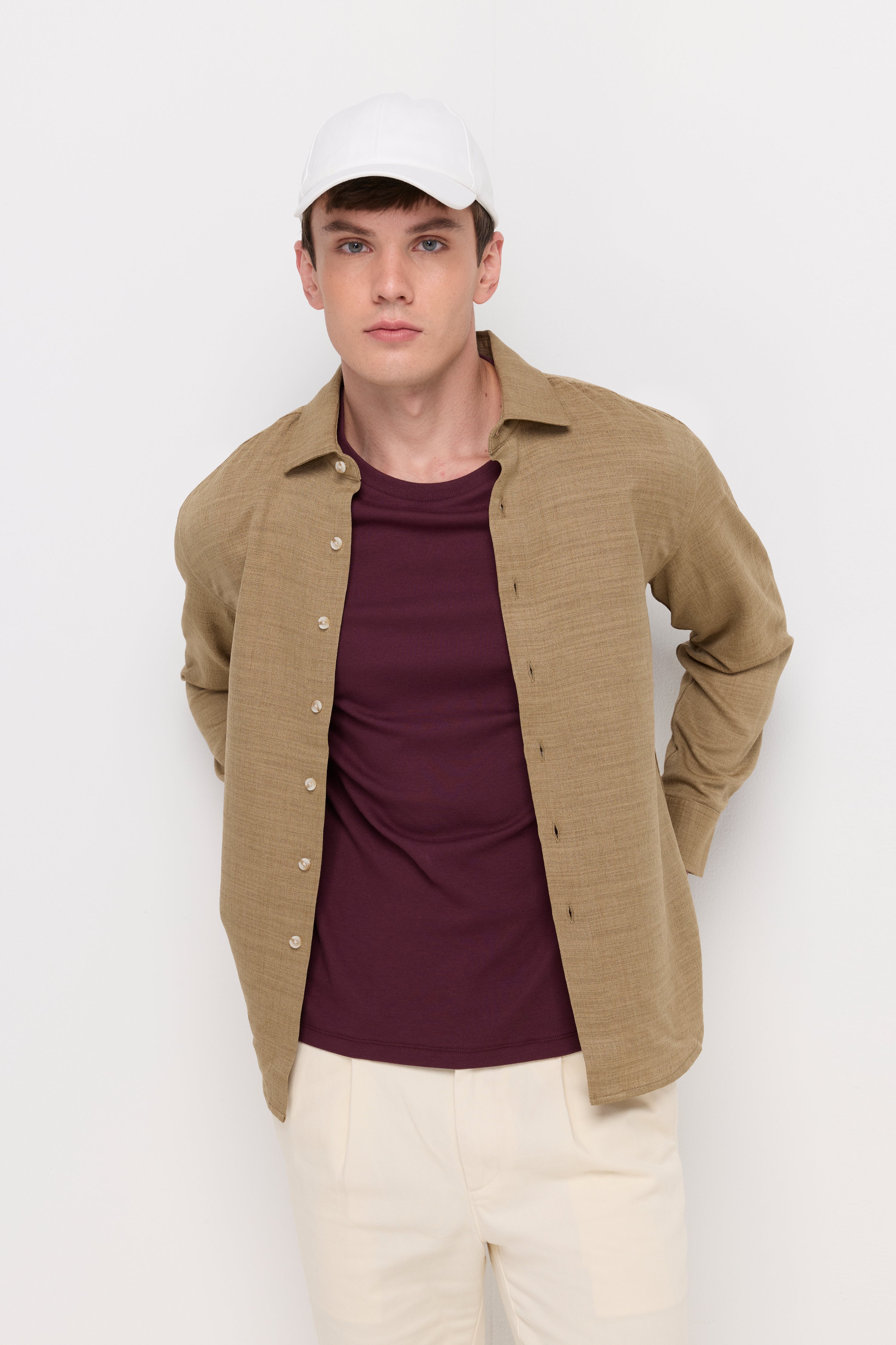TEXTURED TWILL BUTTON-UP SHIRT
