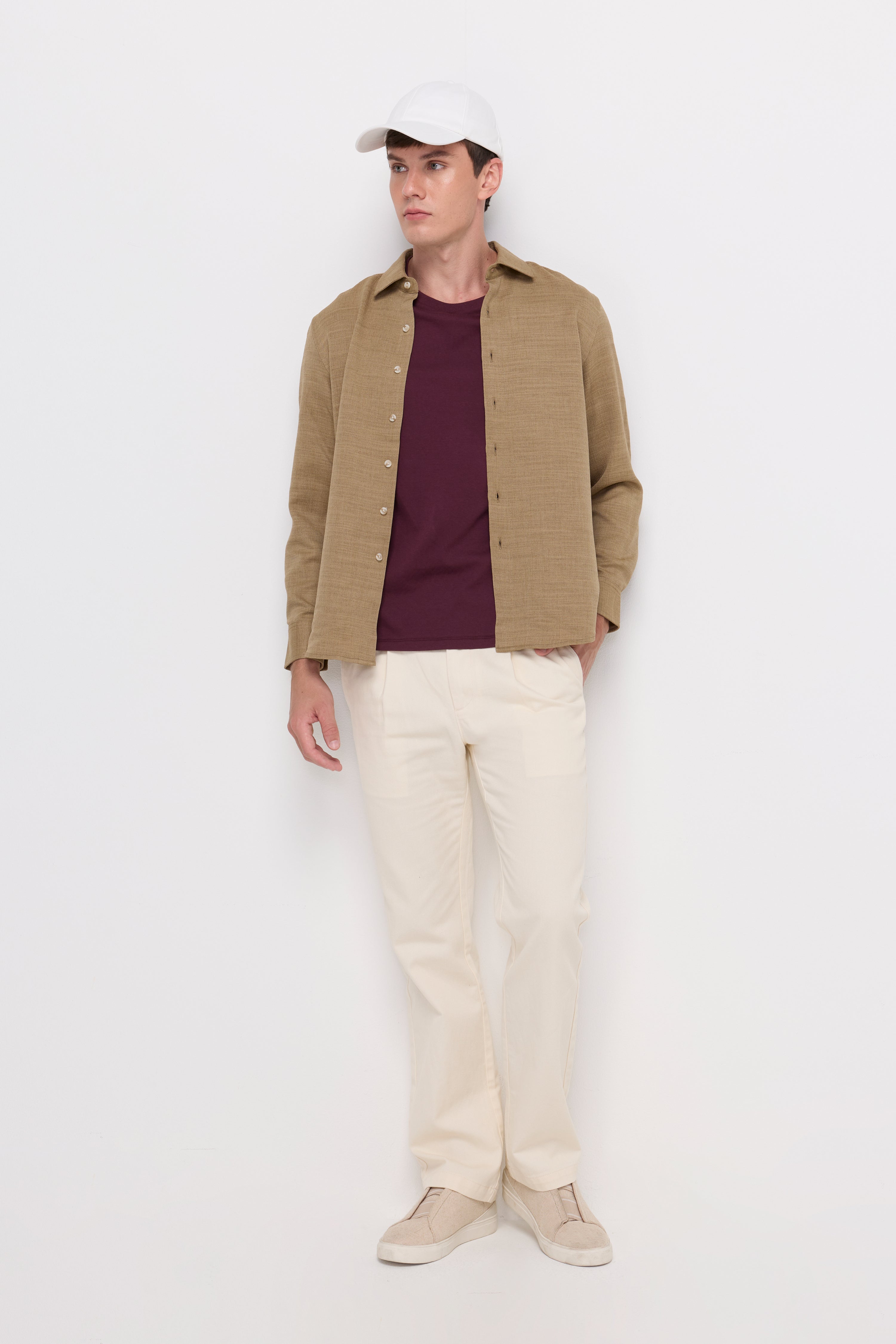 TEXTURED TWILL BUTTON-UP SHIRT