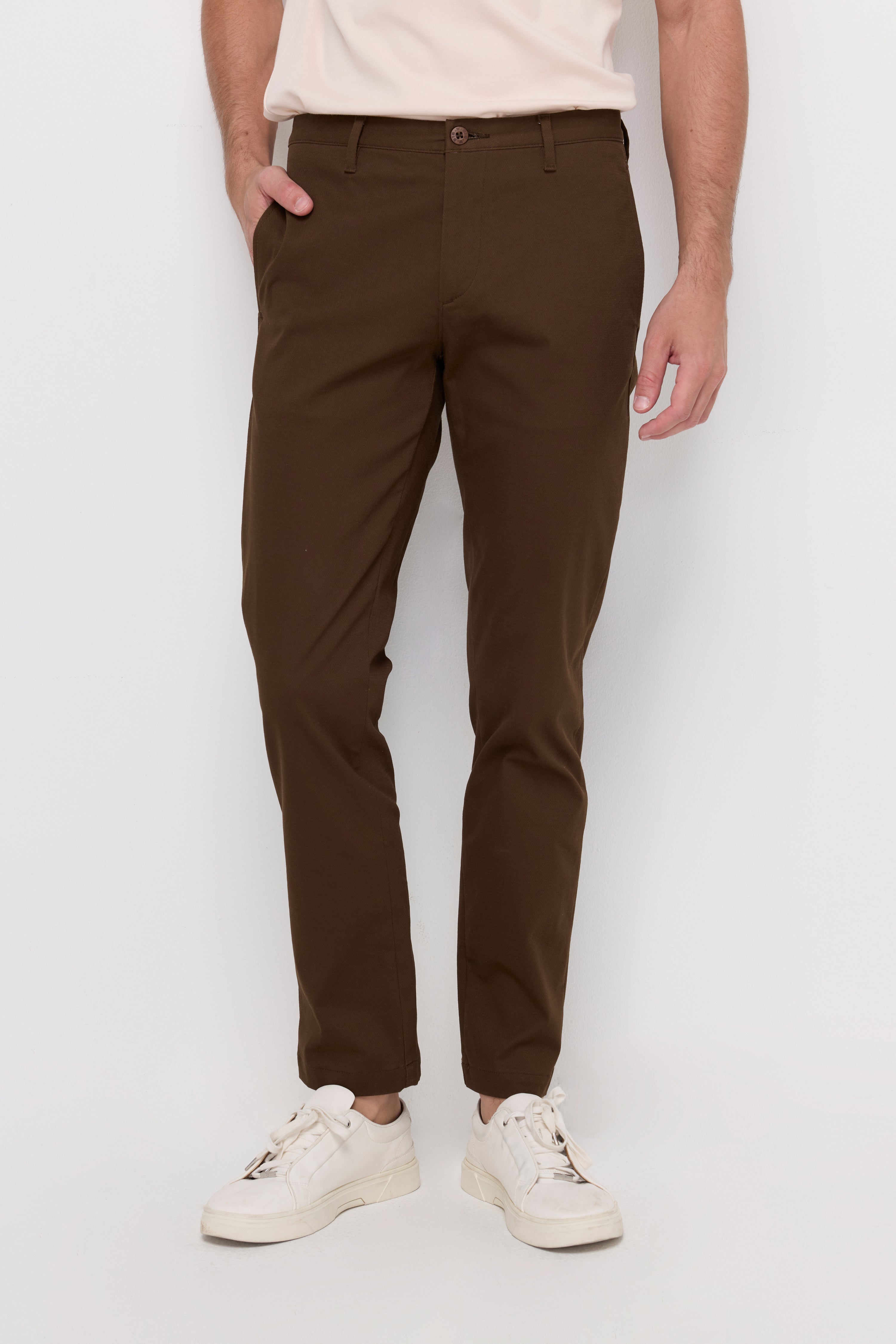 TAILORED STRETCH COTTON TROUSERS