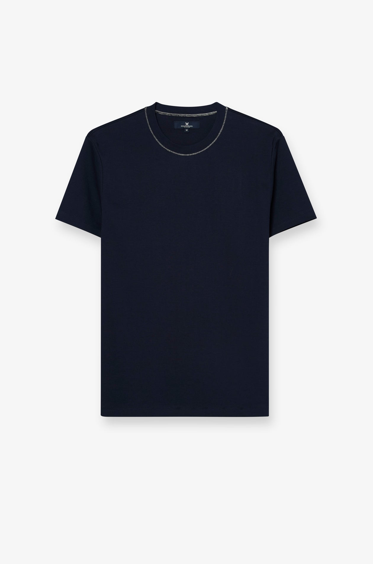 เสื้อถักแขนสั้นแต่งตะเข็บคอนทราสต์