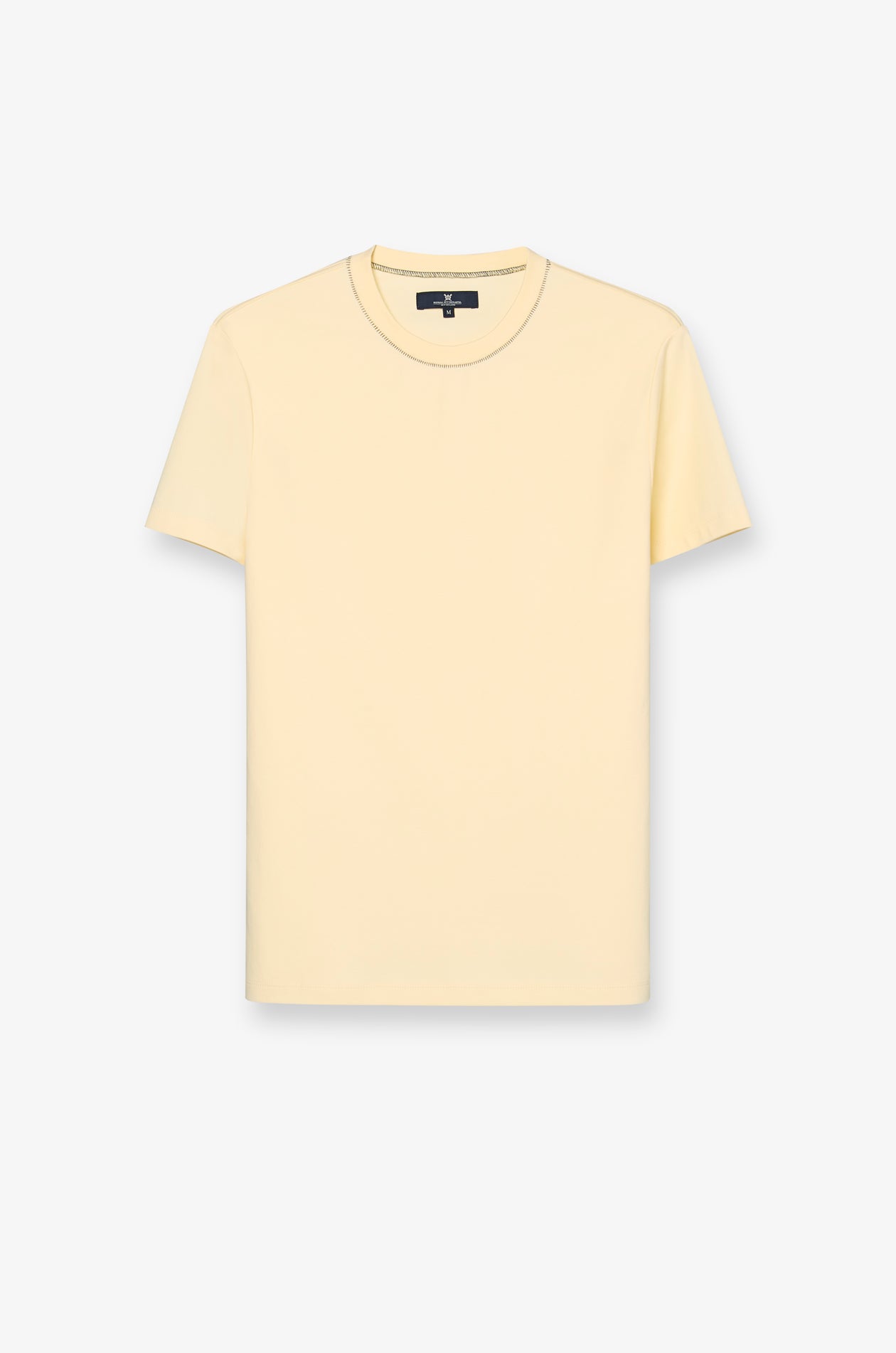 เสื้อถักแขนสั้นแต่งตะเข็บคอนทราสต์