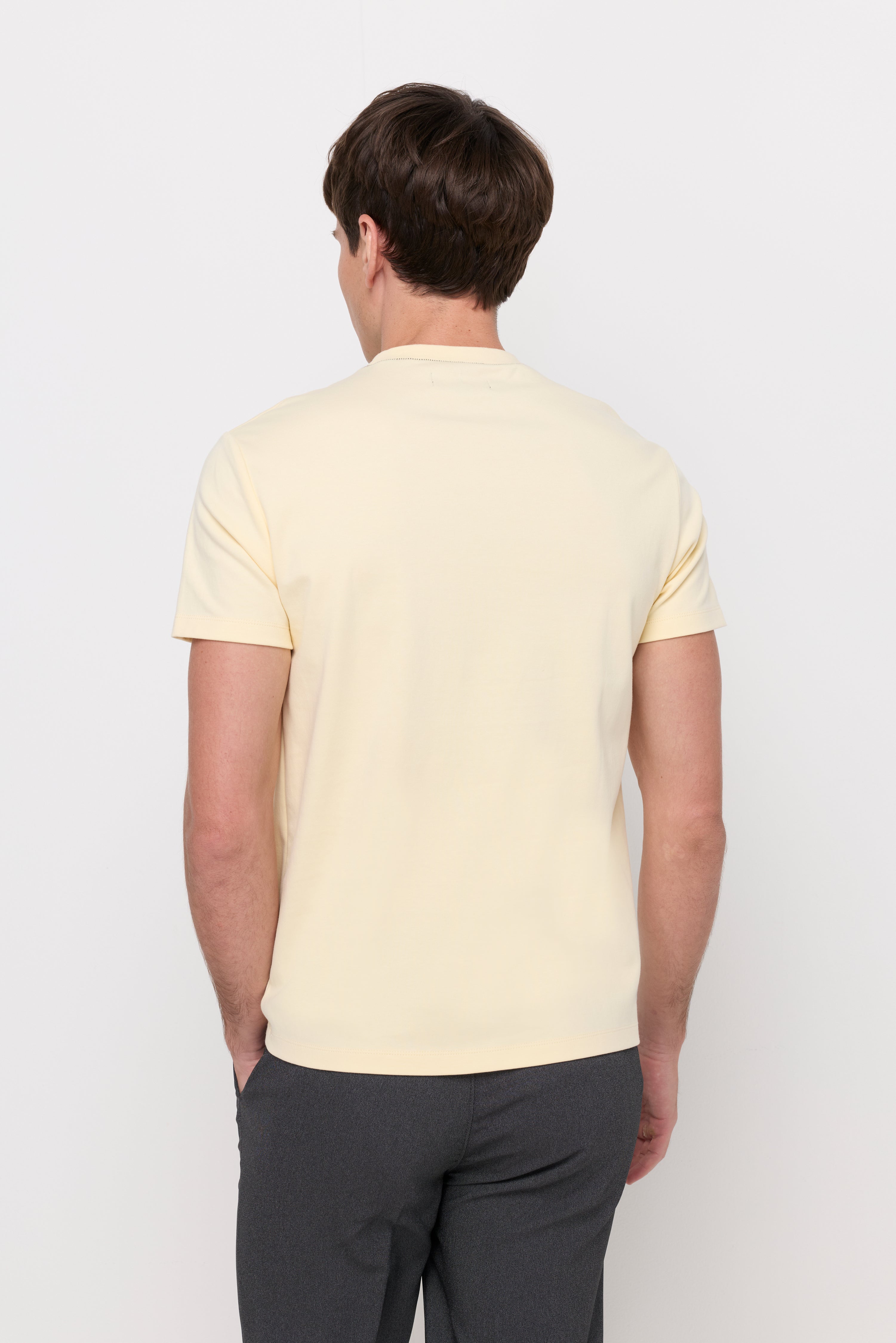 เสื้อถักแขนสั้นแต่งตะเข็บคอนทราสต์
