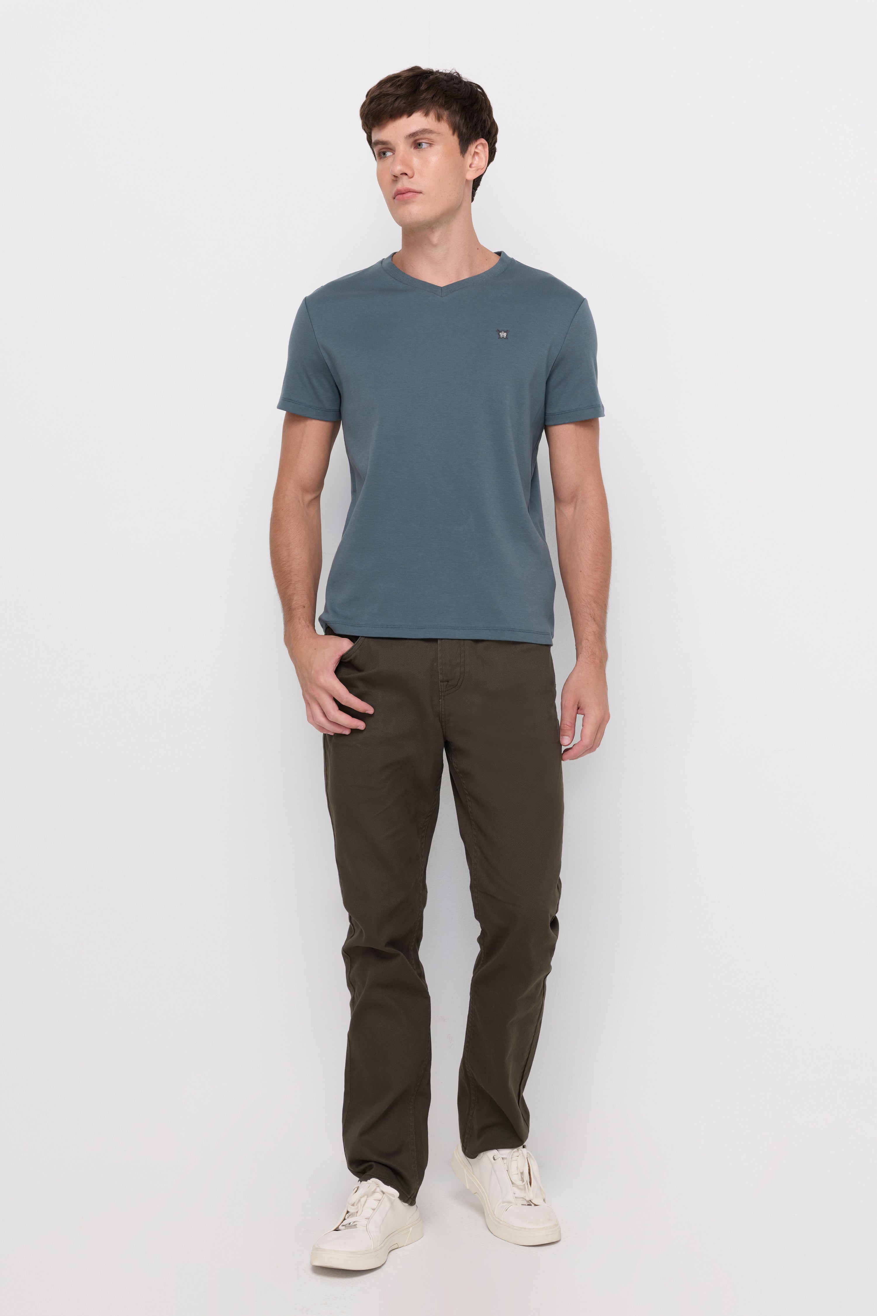 CLASSIC SLIM-FIT TWILL TROUSERS