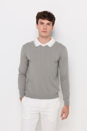 LAYERED COLLAR KNIT SWEATER