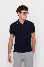 CONTRAST TRIM ZIP POLO