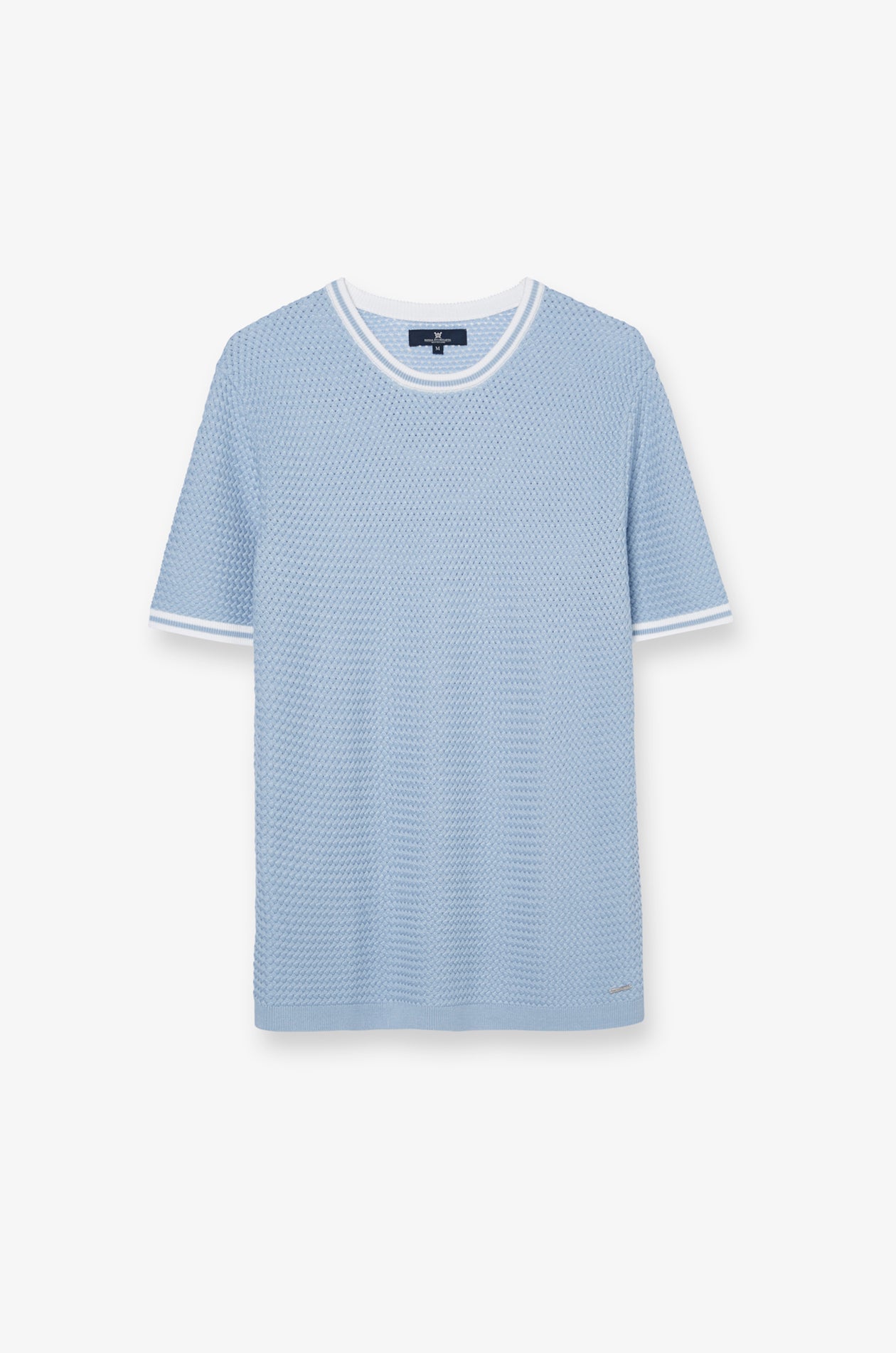 CONTRAST TRIM TEXTURED KNIT T-SHIRT