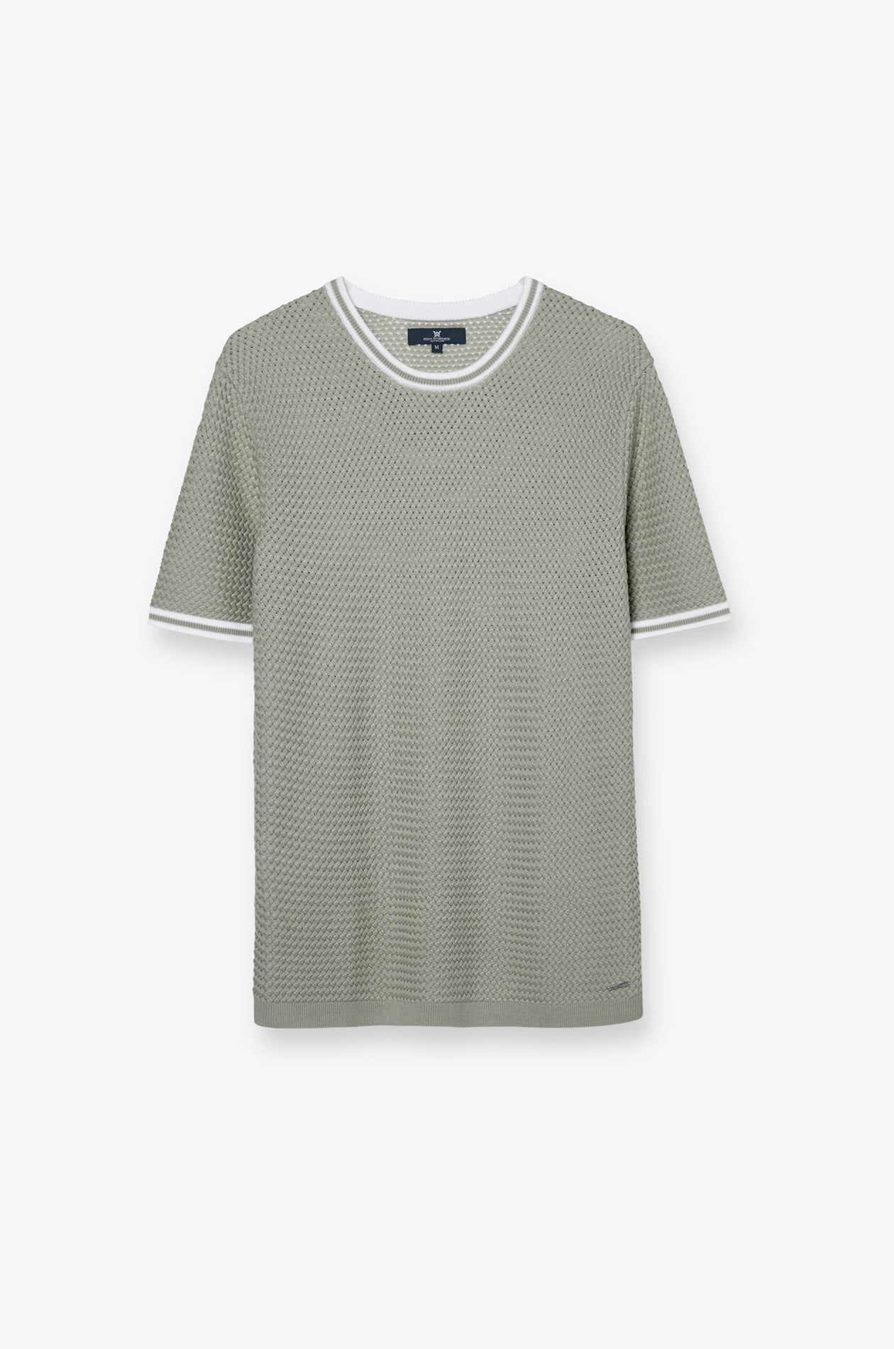 CONTRAST TRIM TEXTURED KNIT T-SHIRT