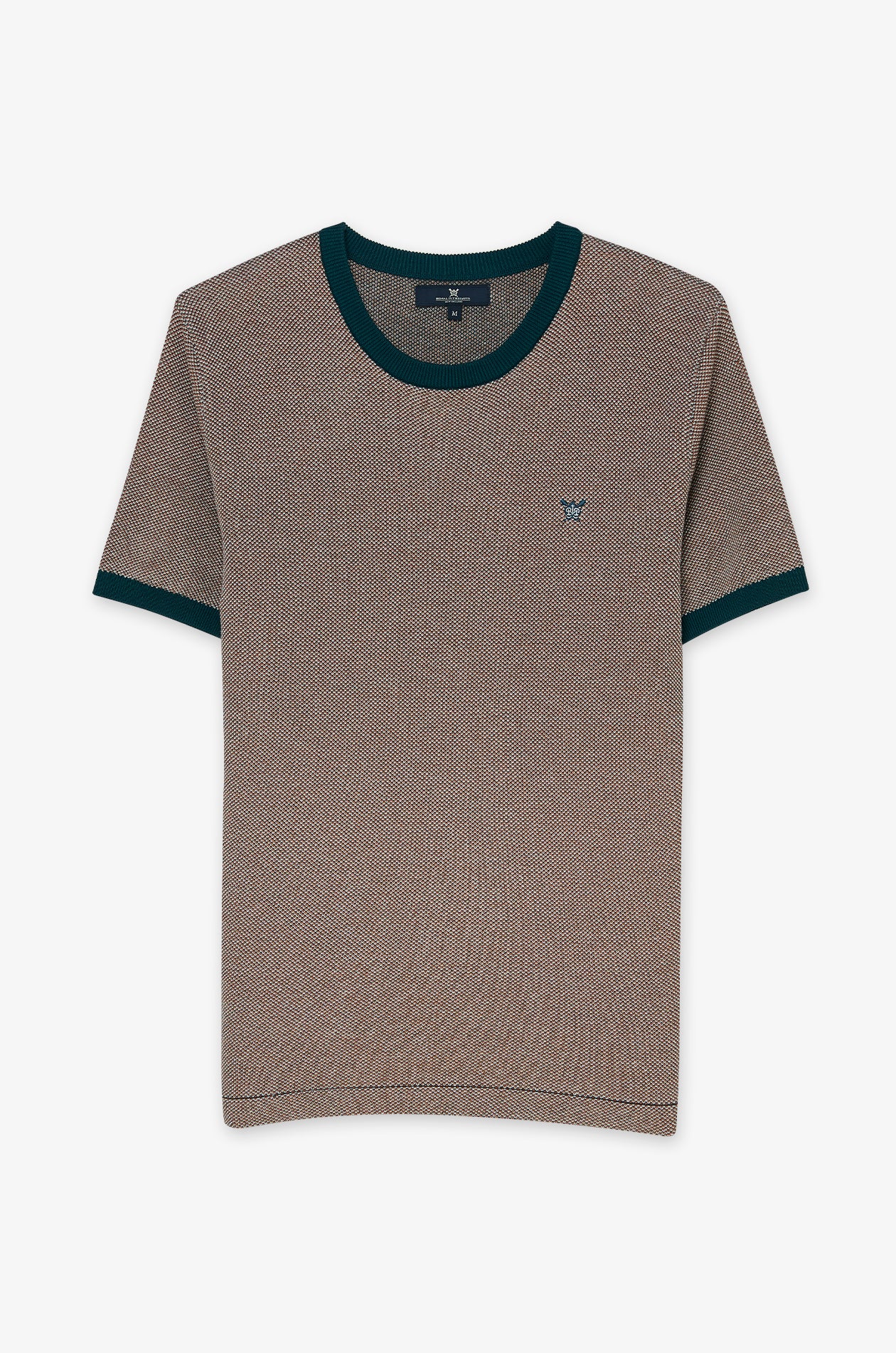 CONTRAST TRIM TEXTURED KNIT T-SHIRT