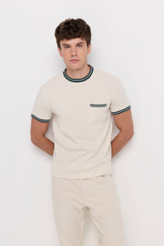 CONTRAST TRIM POCKET T-SHIRT
