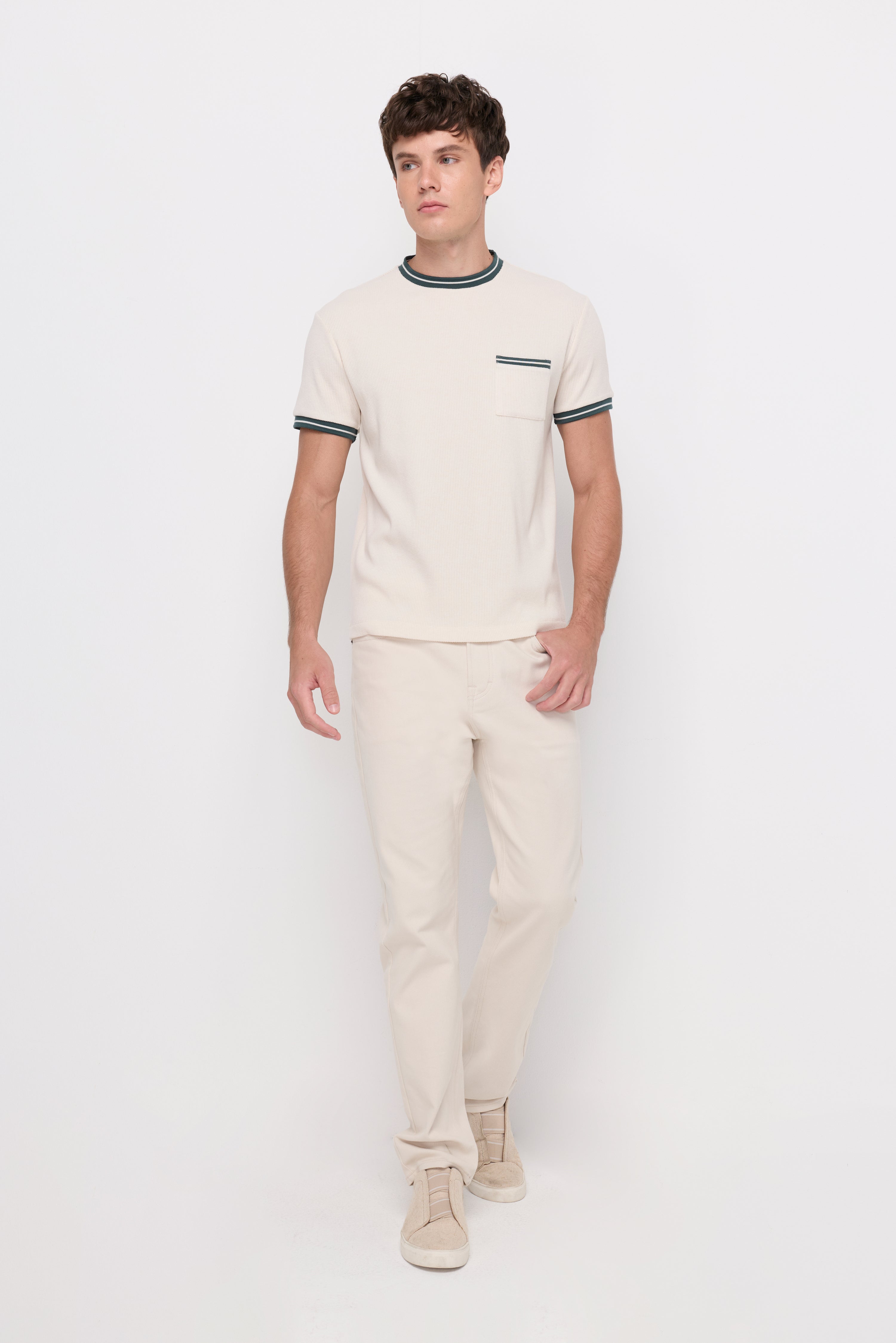 CONTRAST TRIM POCKET T-SHIRT