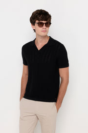 OPEN KNIT POLO SWEATER