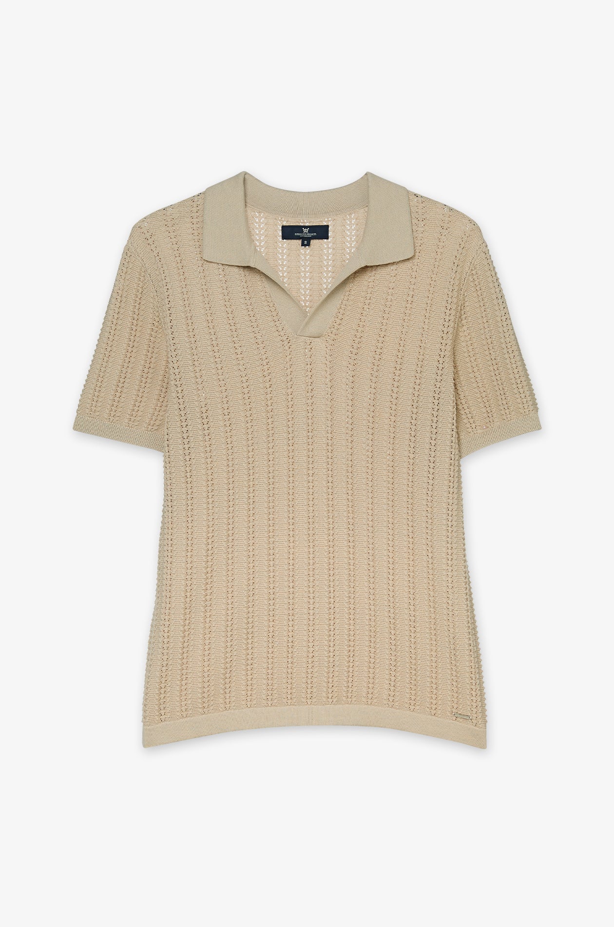 OPEN KNIT POLO SWEATER