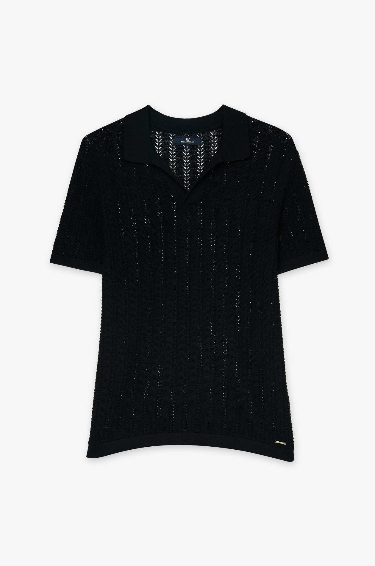 OPEN KNIT POLO SWEATER