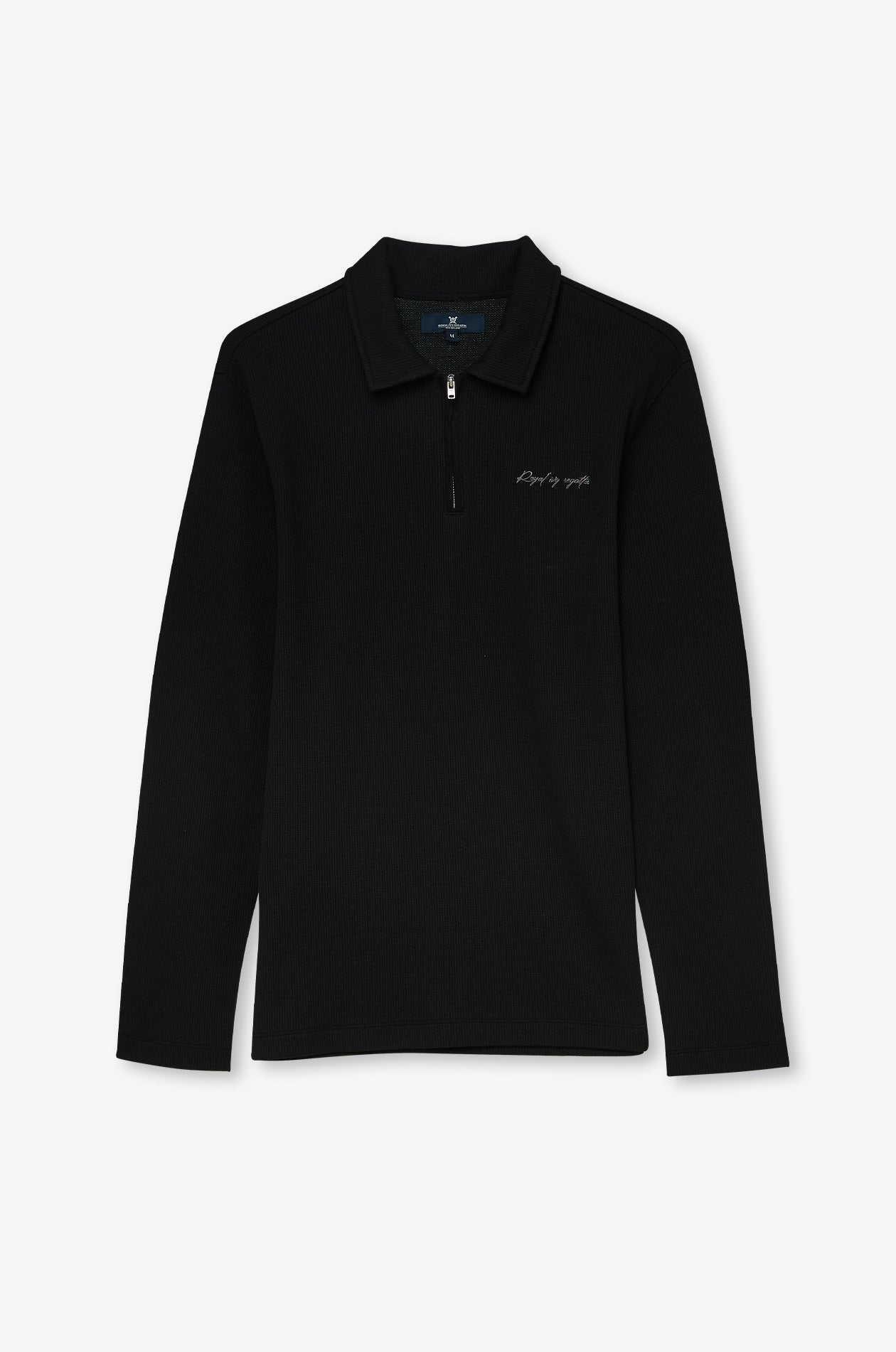 เสื้อโปโลผ้าถักคอซิปครึ่งตัว