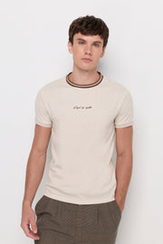 CONTRAST TRIM TEXTURED T-SHIRT
