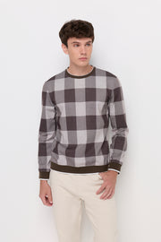 CHECK KNIT SWEATSHIRT