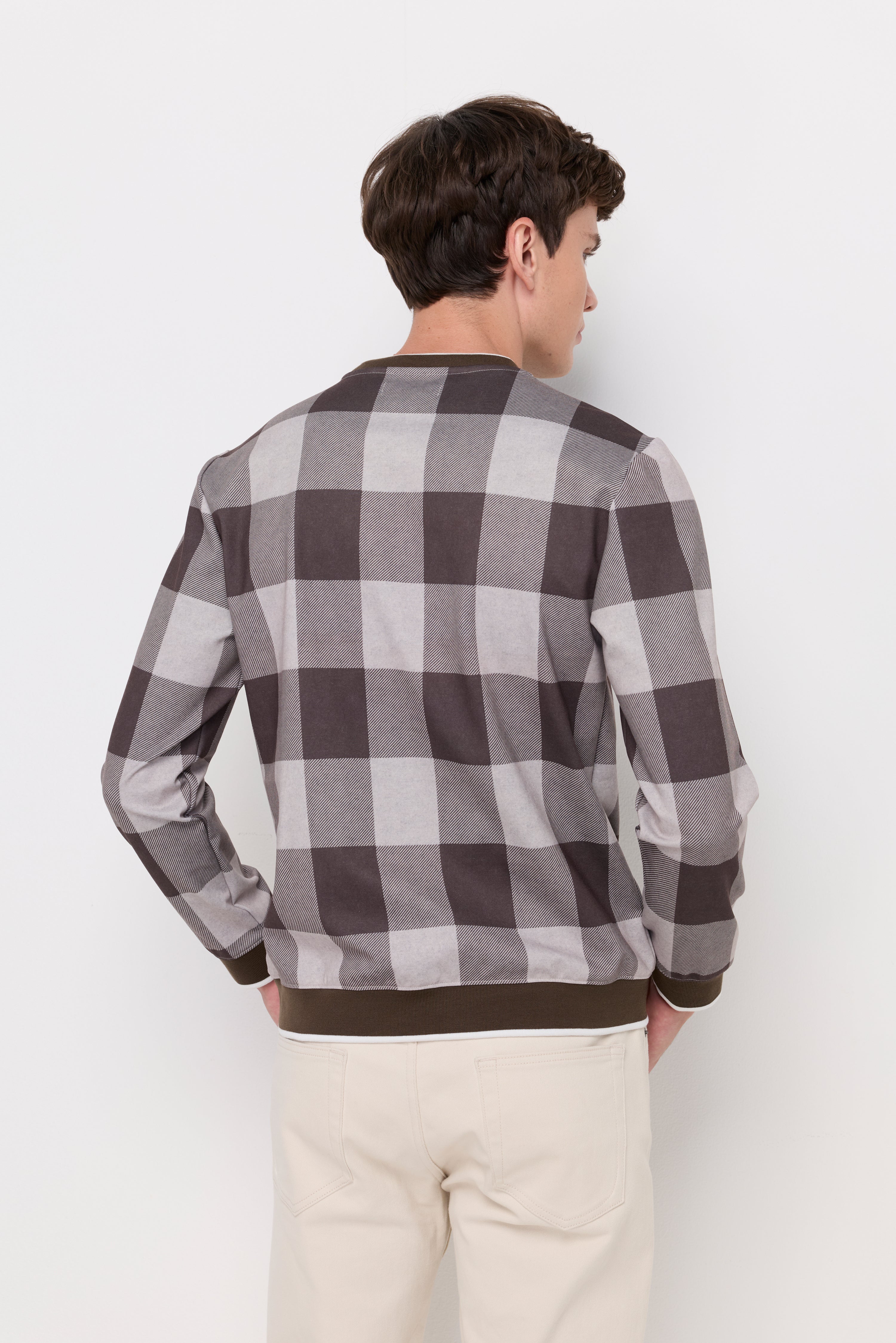 CHECK KNIT SWEATSHIRT