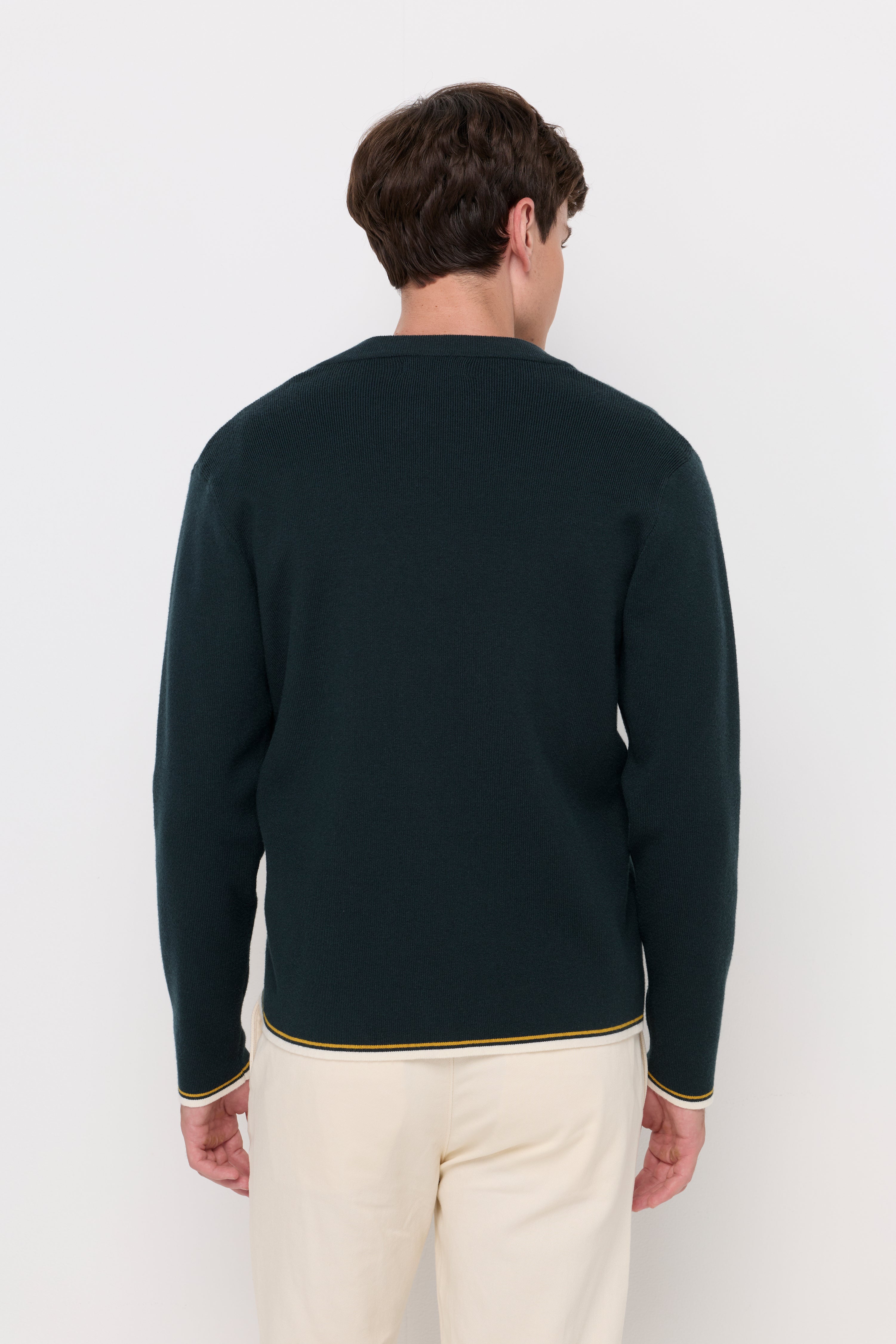 RIB-TRIM COTTON KNIT CARDIGAN
