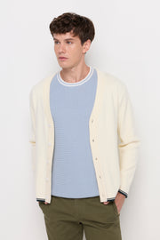 RIB-TRIM COTTON KNIT CARDIGAN