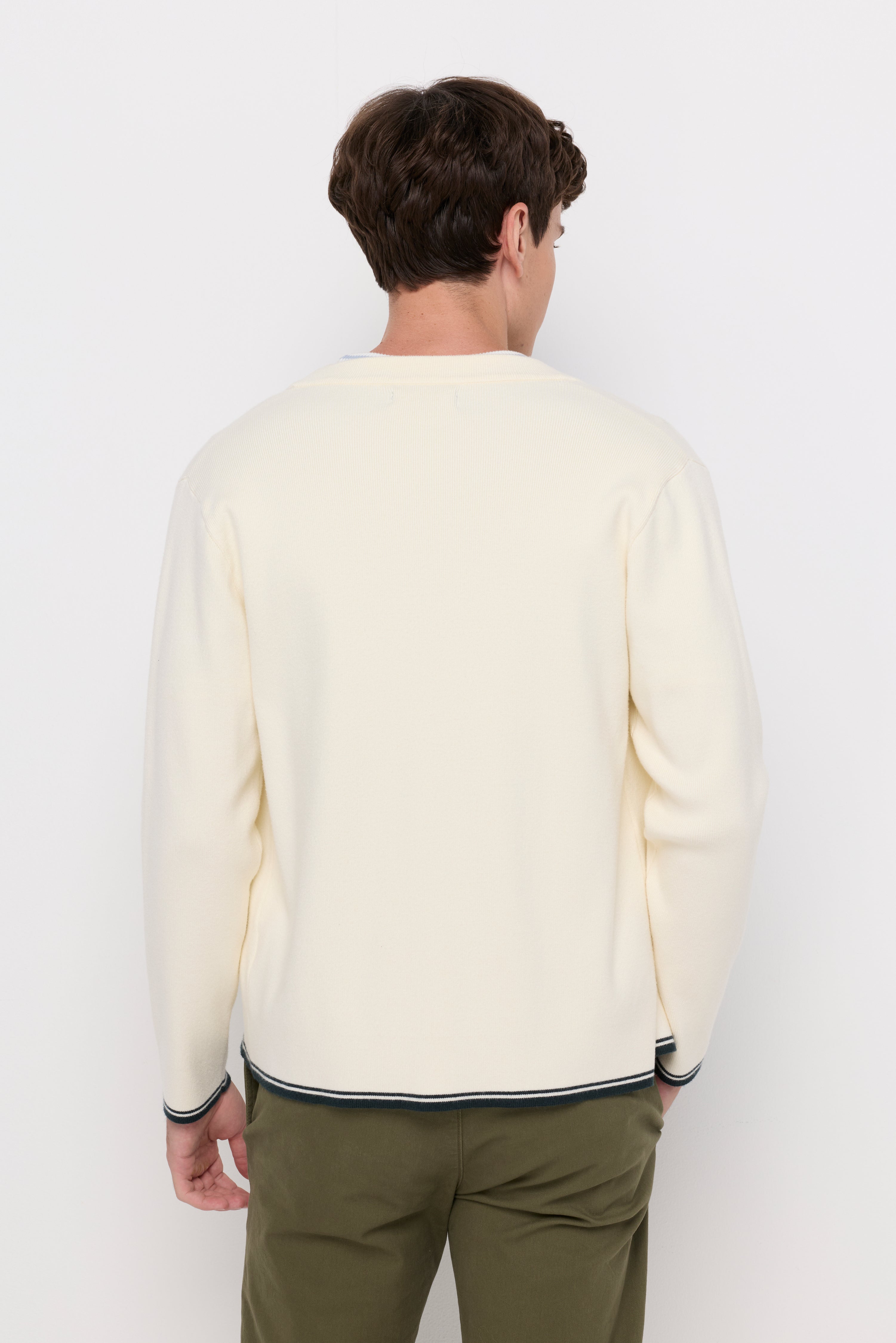 RIB-TRIM COTTON KNIT CARDIGAN