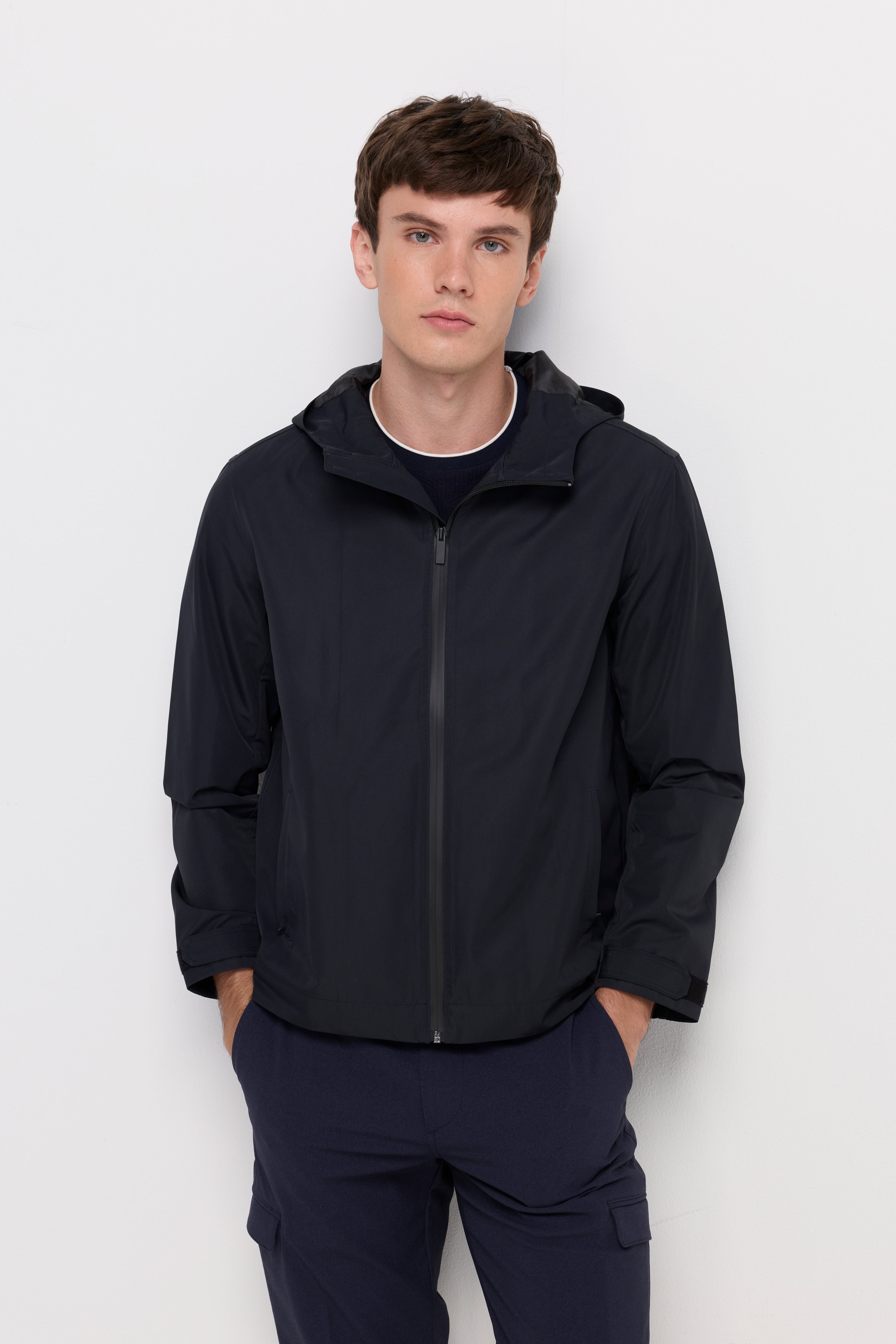 WATER-REPELLENT ZIP-UP HOODED JACKET