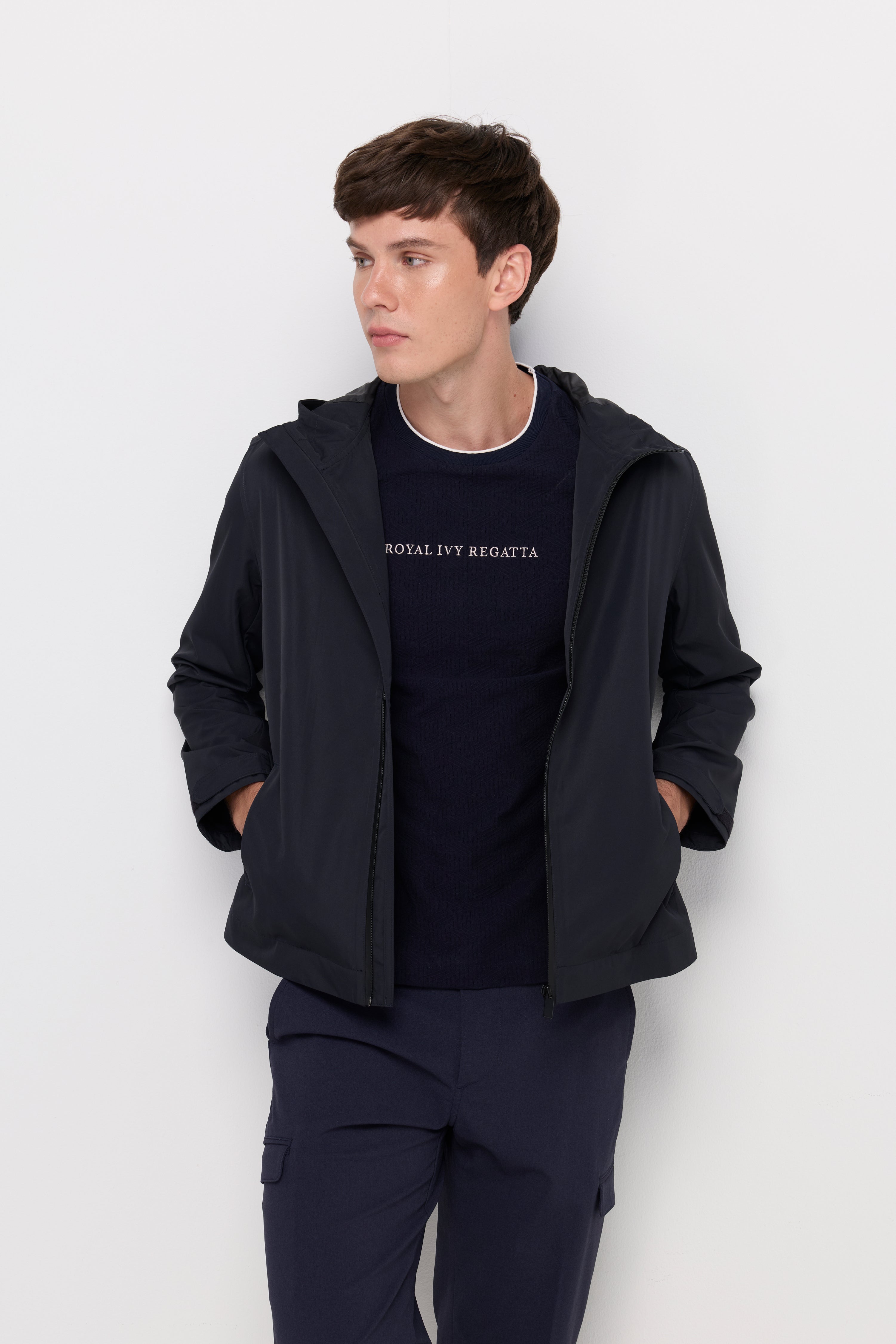 WATER-REPELLENT ZIP-UP HOODED JACKET