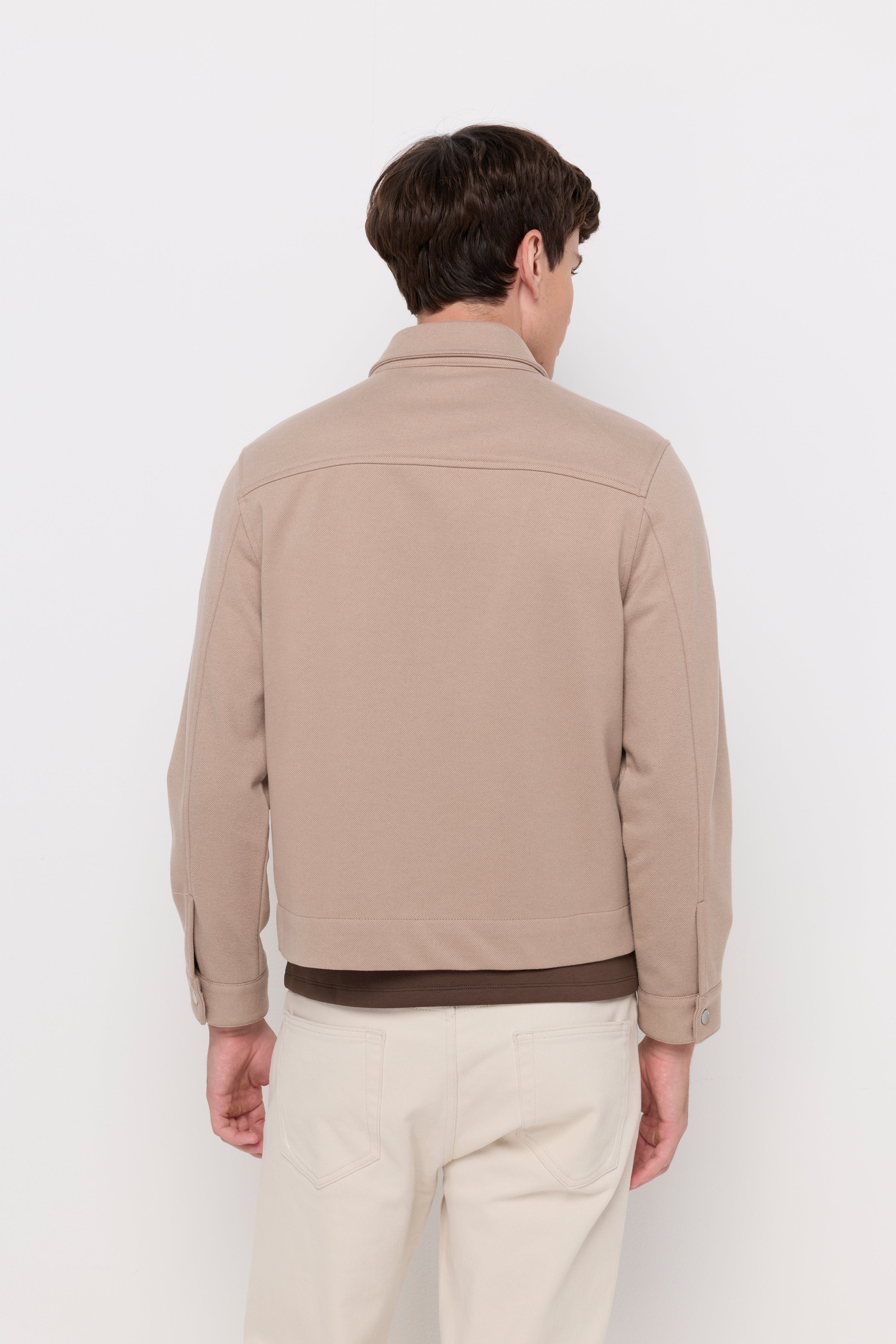 TEXTURED ZIP-FRONT HARRINGTON JACKET