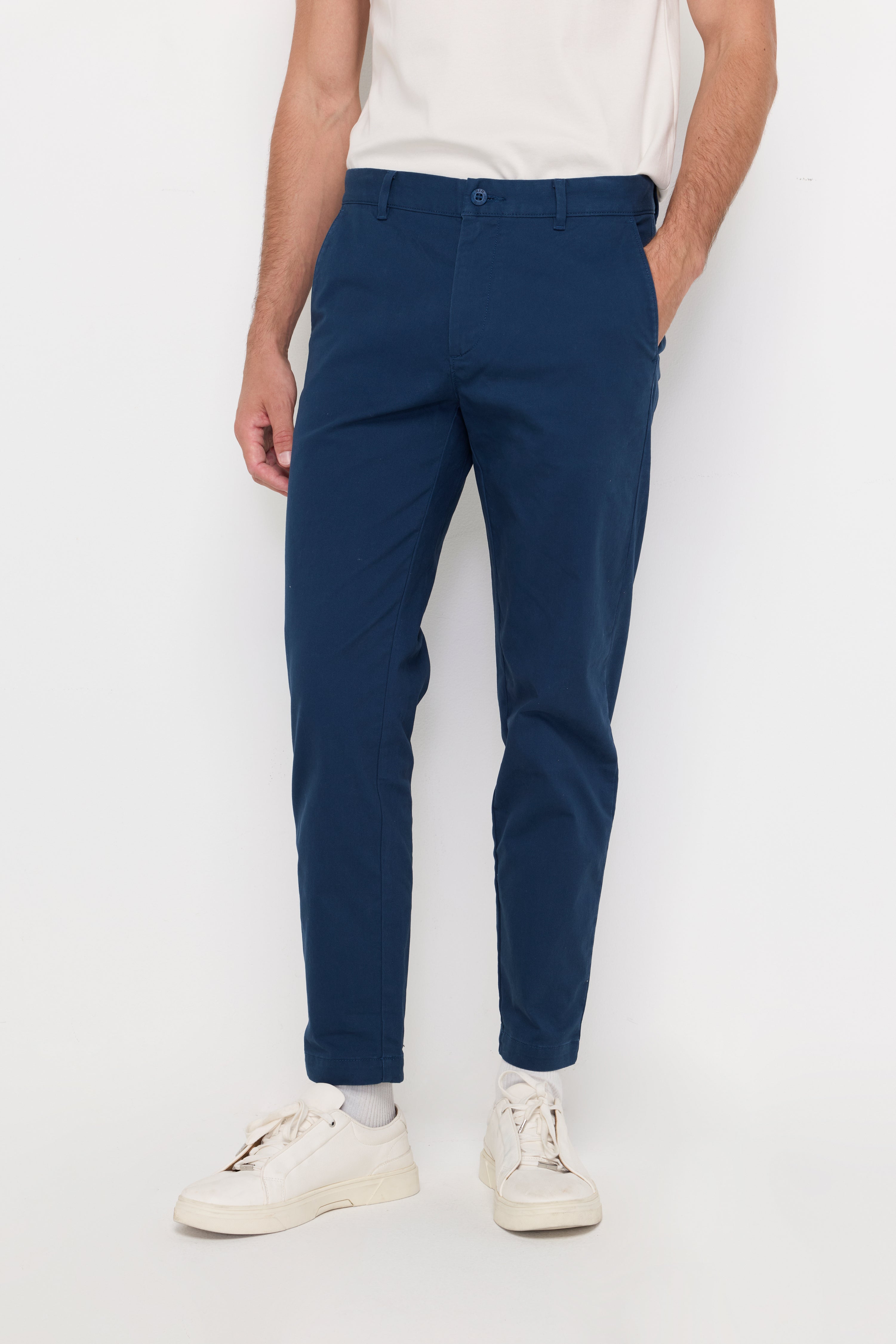 SLIM-FIT COTTON TROUSERS