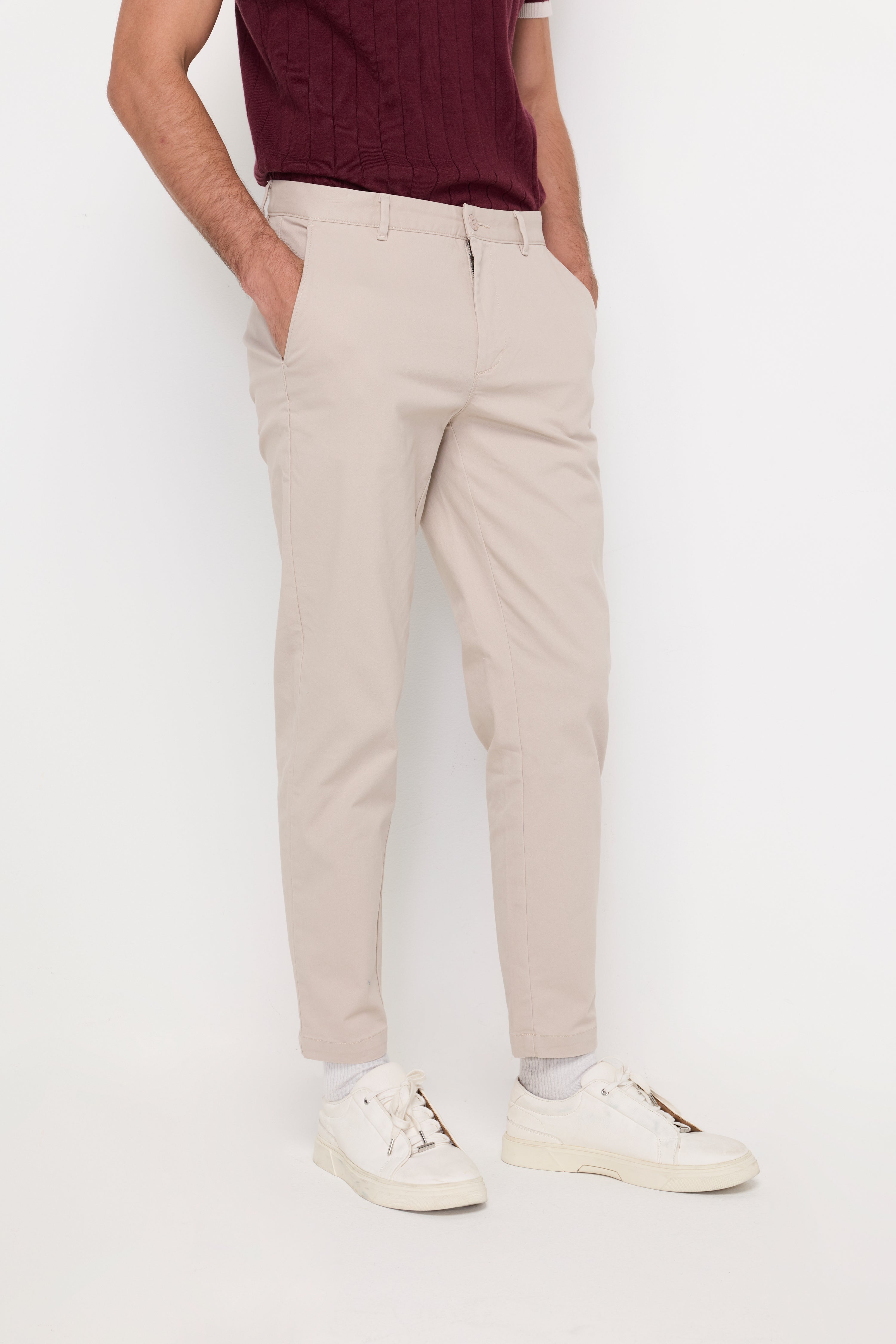 SLIM-FIT COTTON TROUSERS