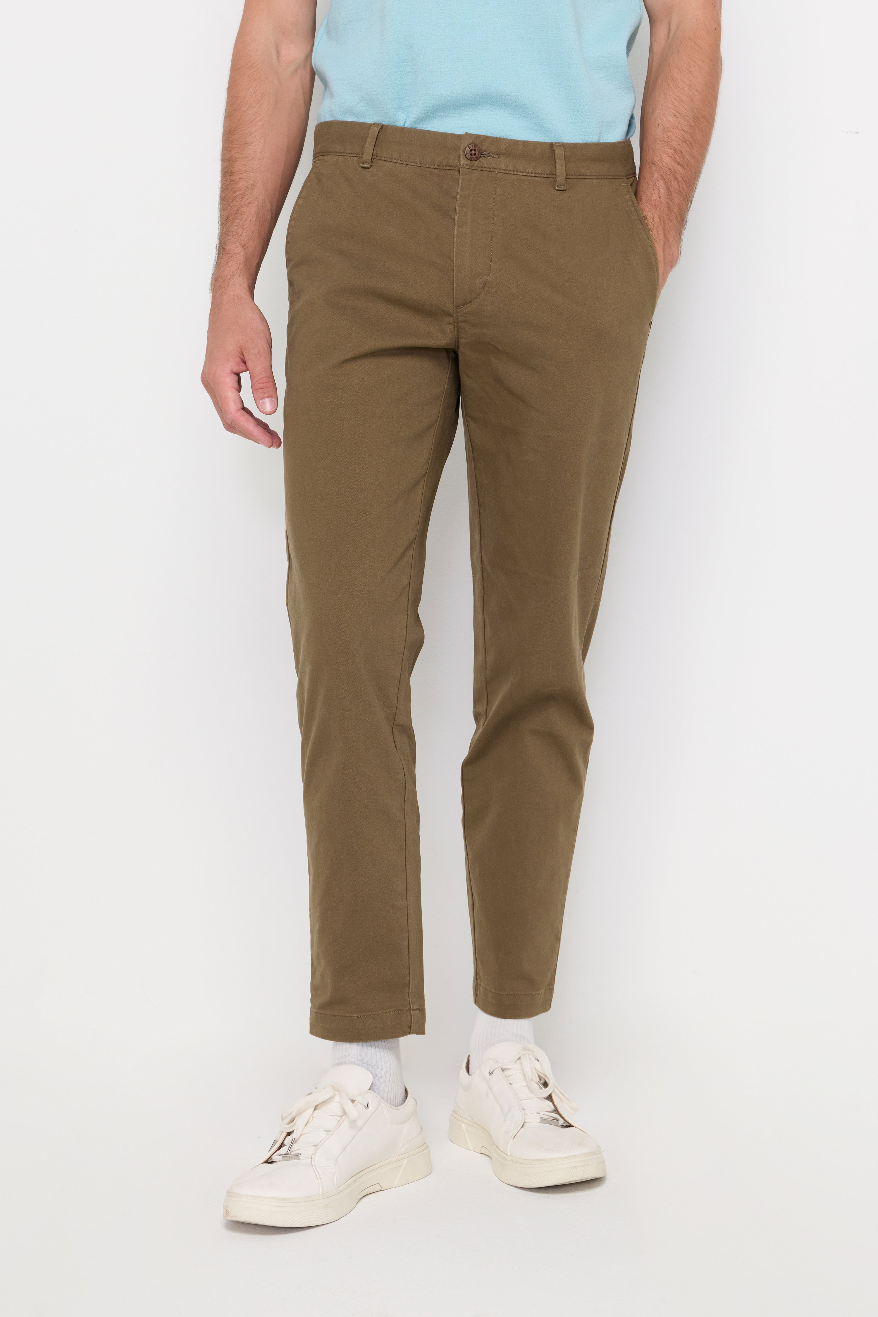 SLIM-FIT COTTON TROUSERS