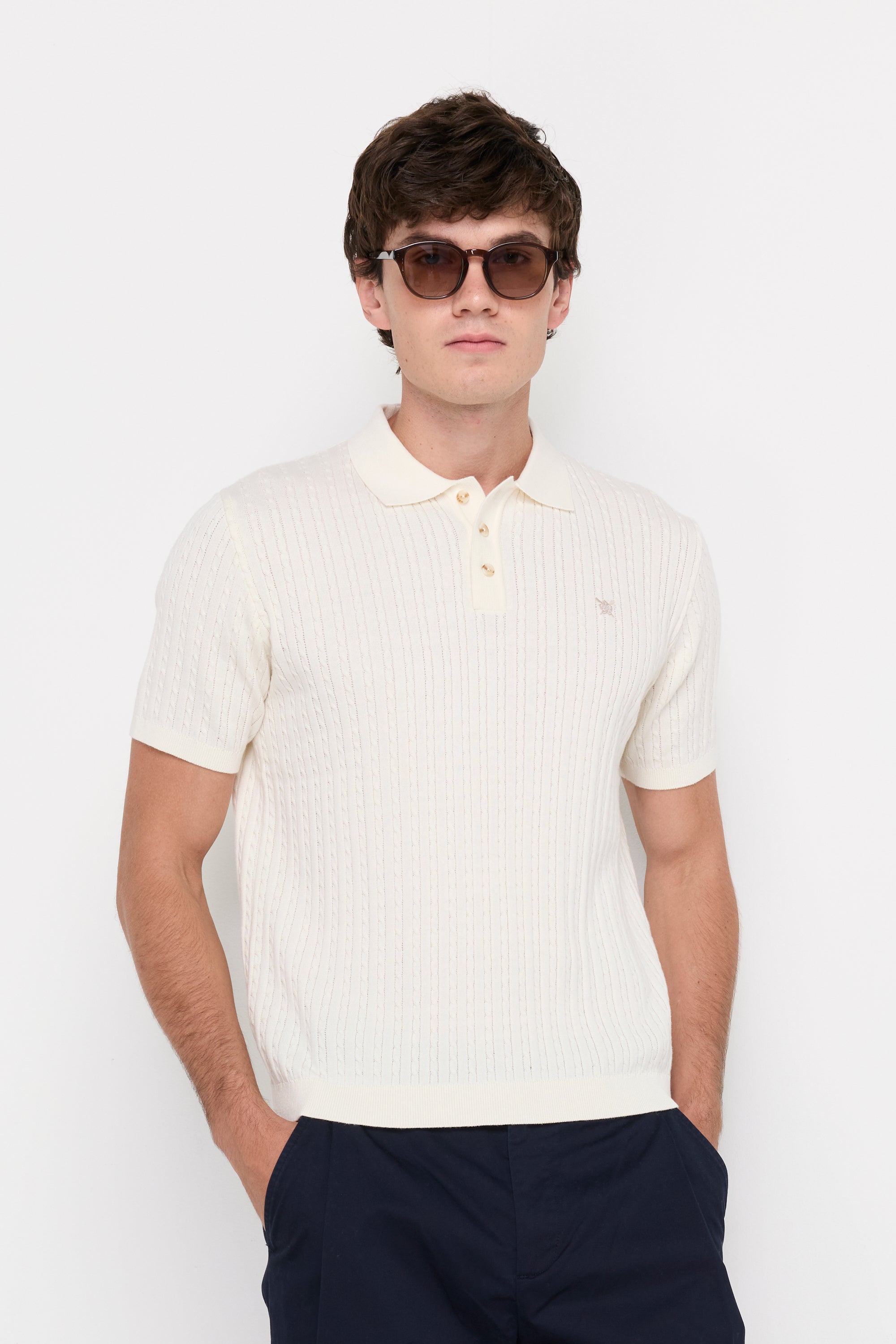 TEXTURED KNIT POLO SHIRT
