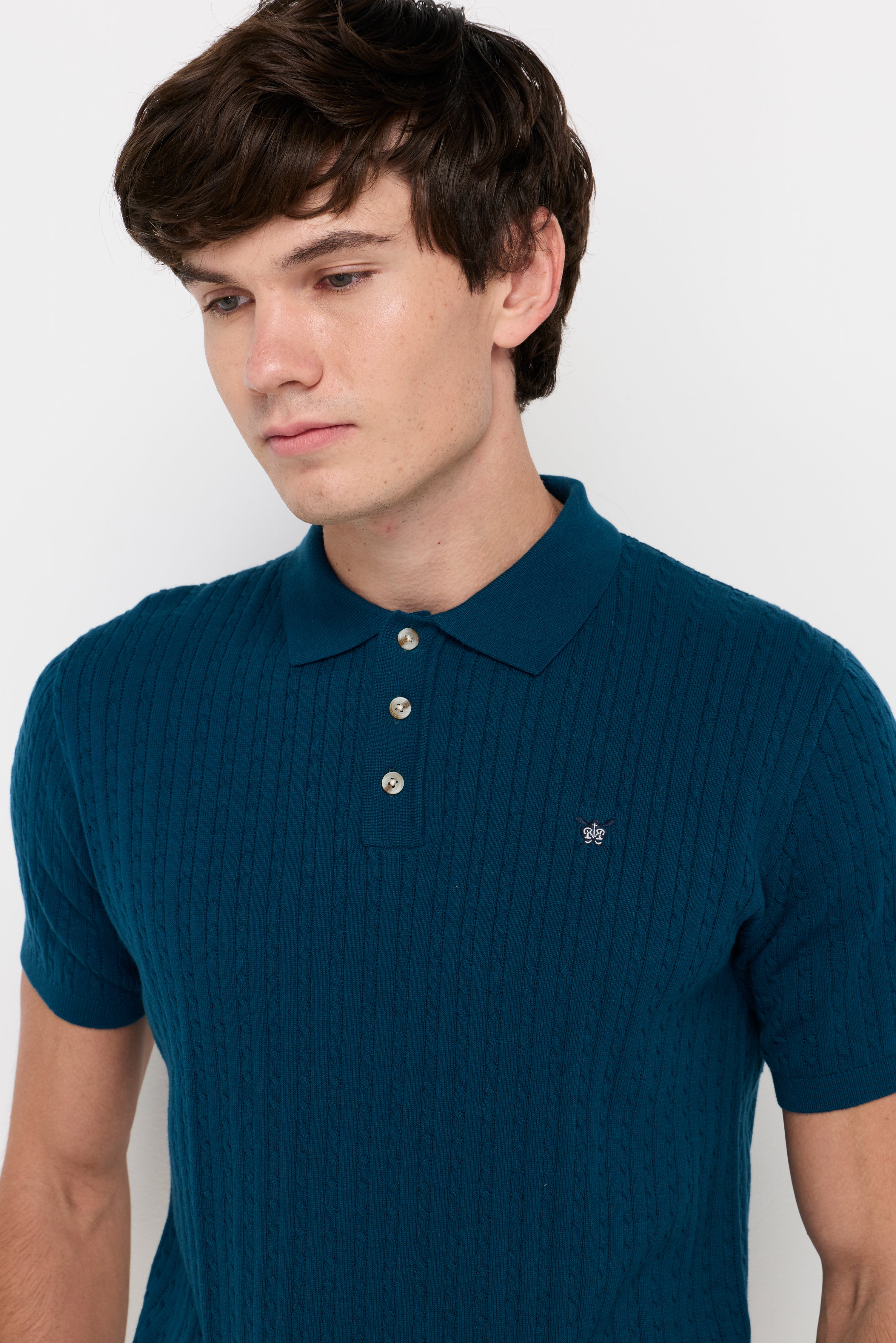 TEXTURED KNIT POLO SHIRT