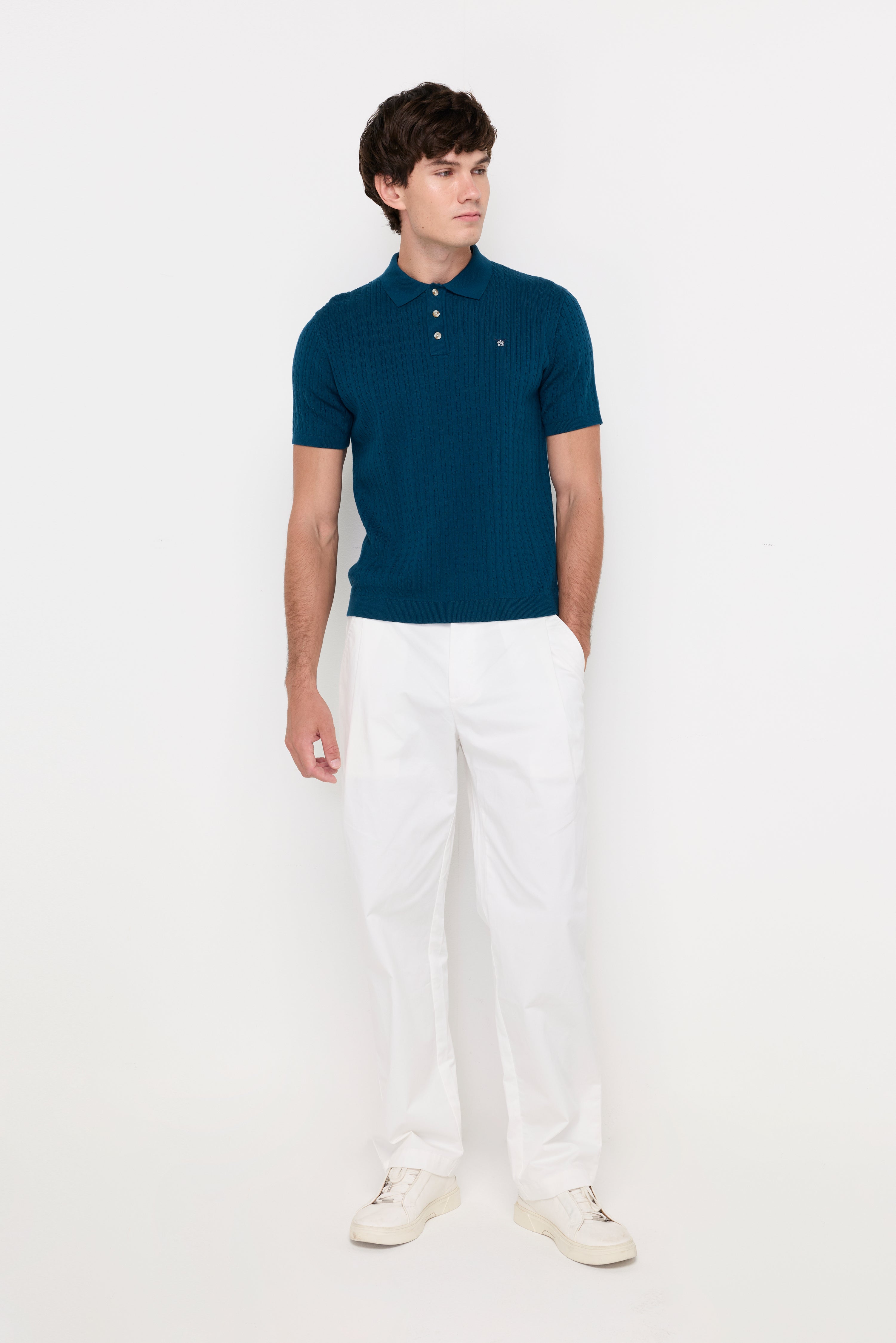 TEXTURED KNIT POLO SHIRT