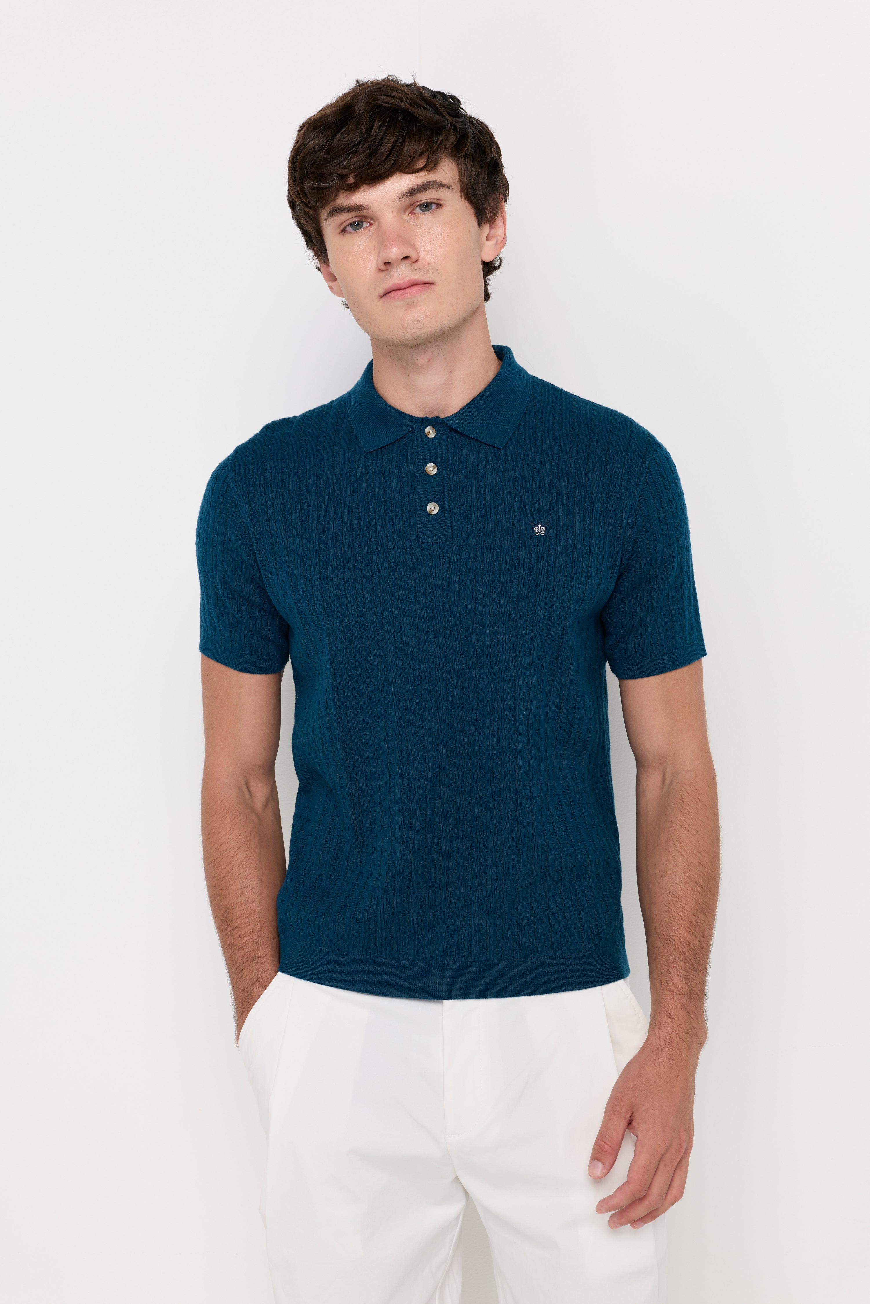 TEXTURED KNIT POLO SHIRT