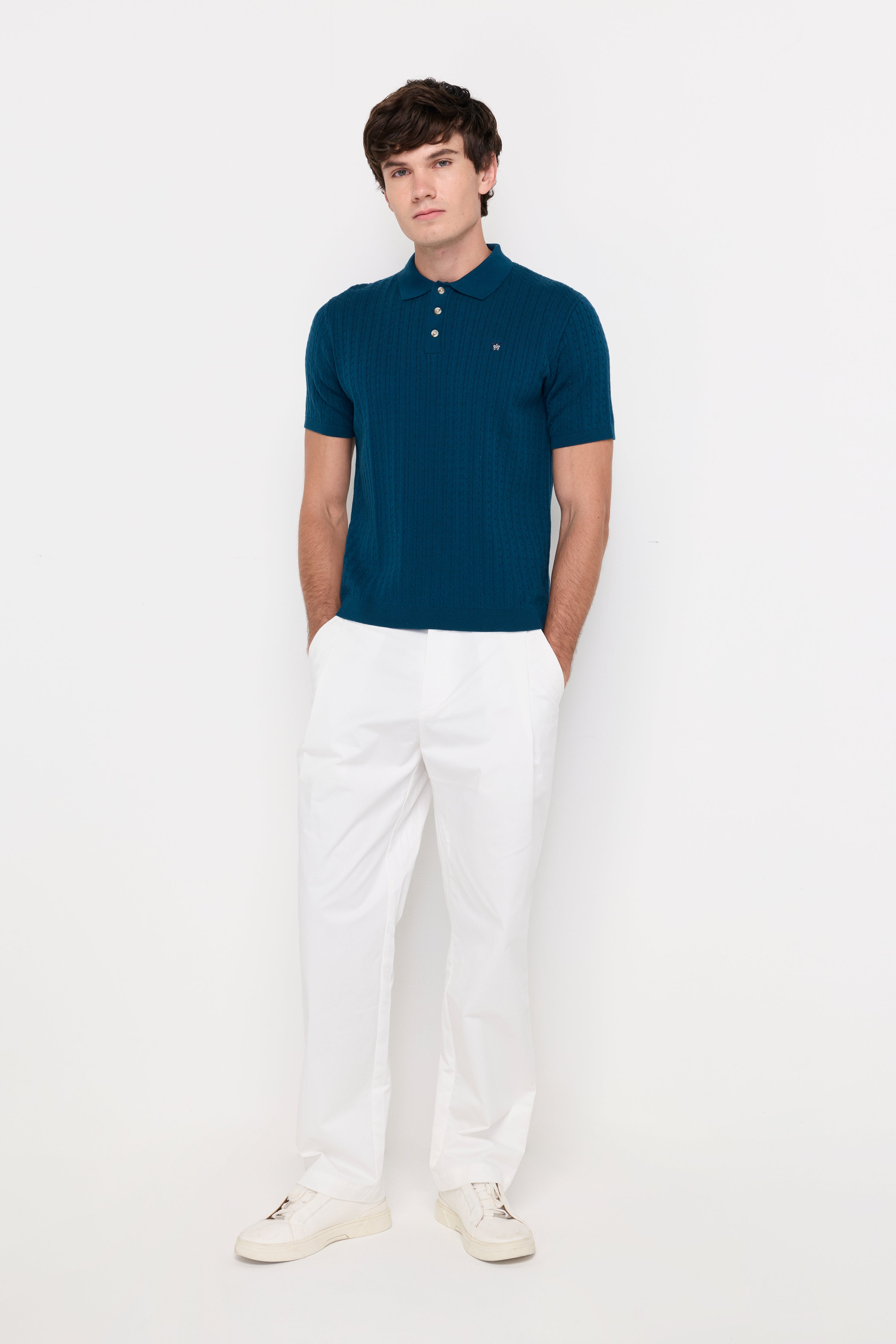 ESSENTIAL STRAIGHT-LEG COTTON TROUSERS