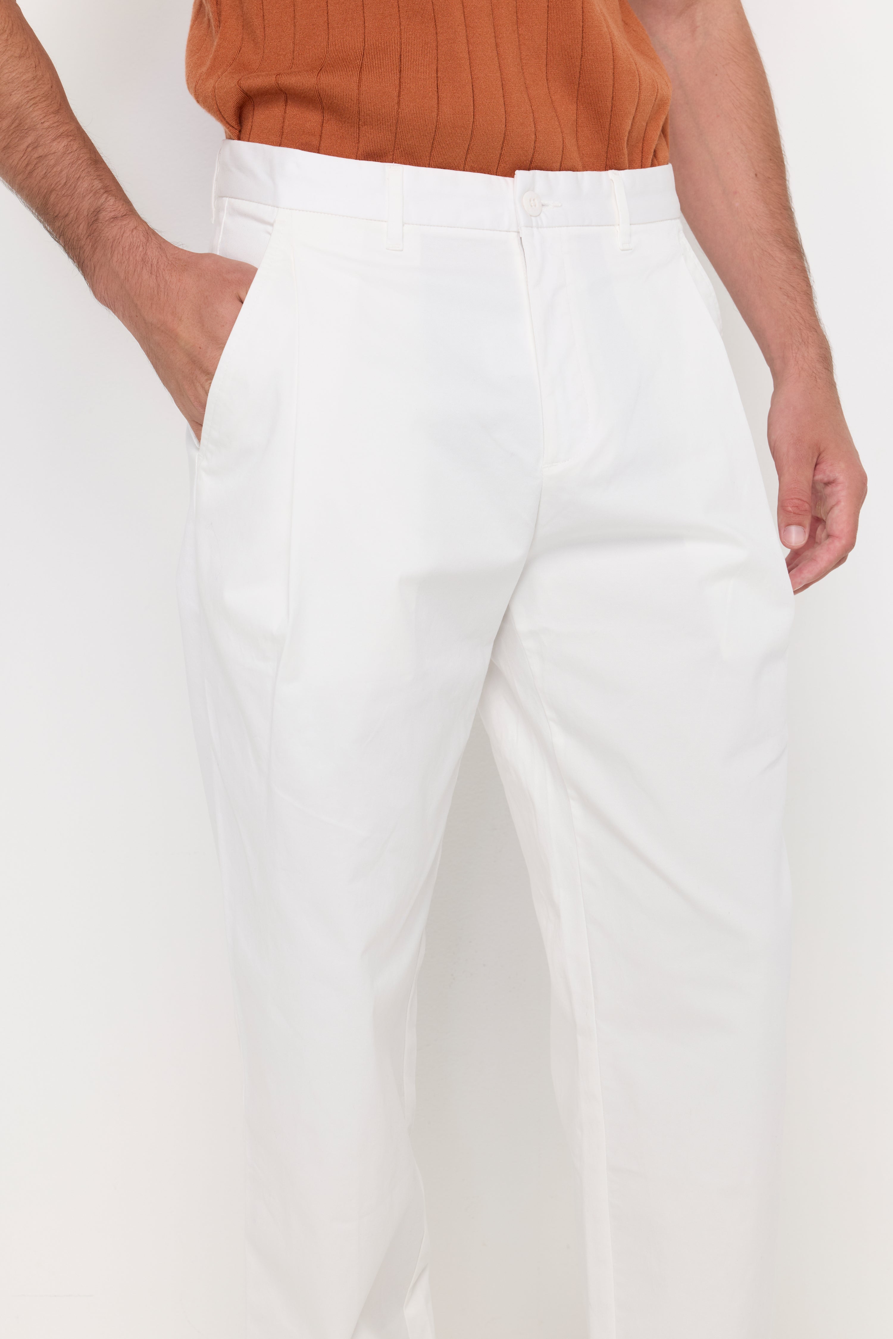 ESSENTIAL STRAIGHT-LEG COTTON TROUSERS