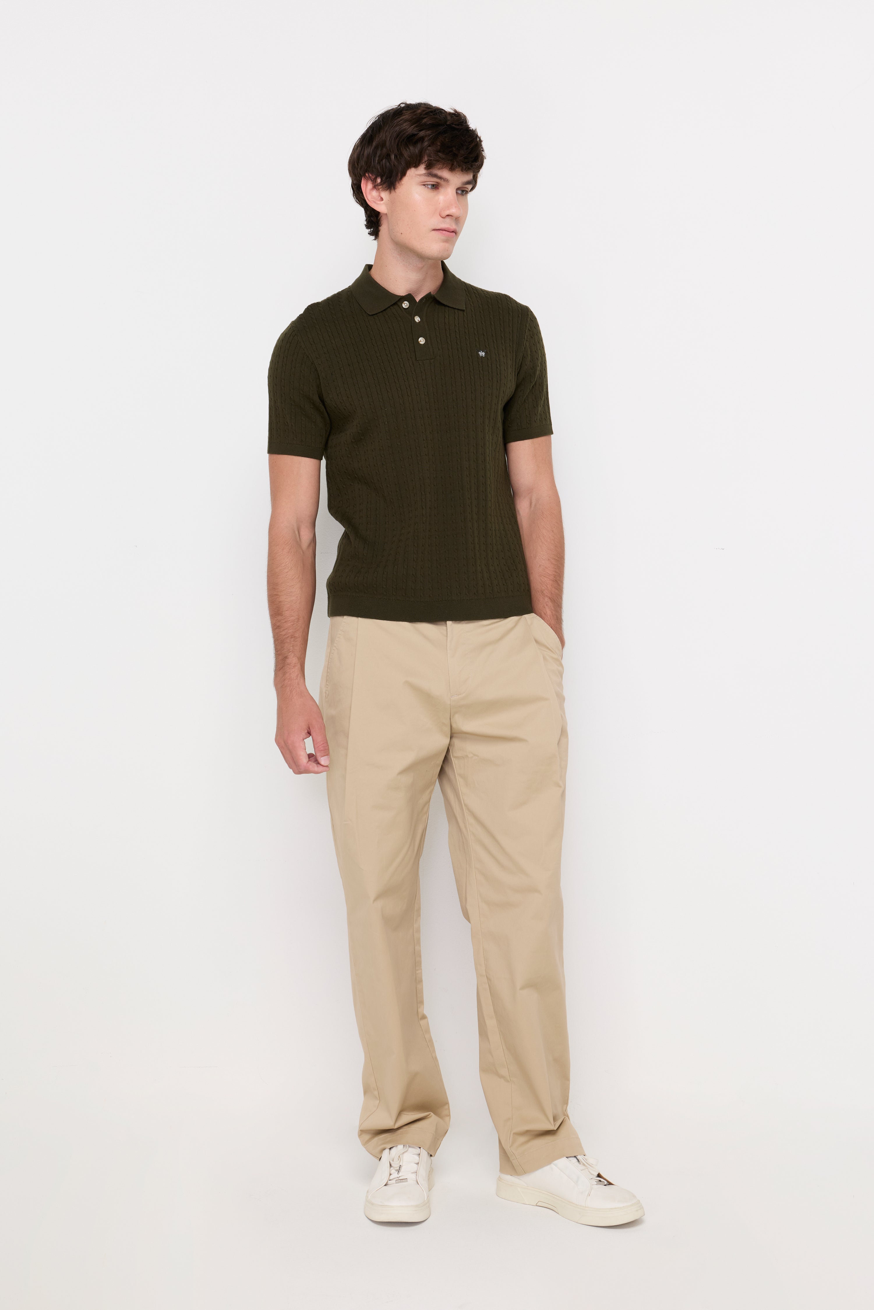 ESSENTIAL STRAIGHT-LEG COTTON TROUSERS