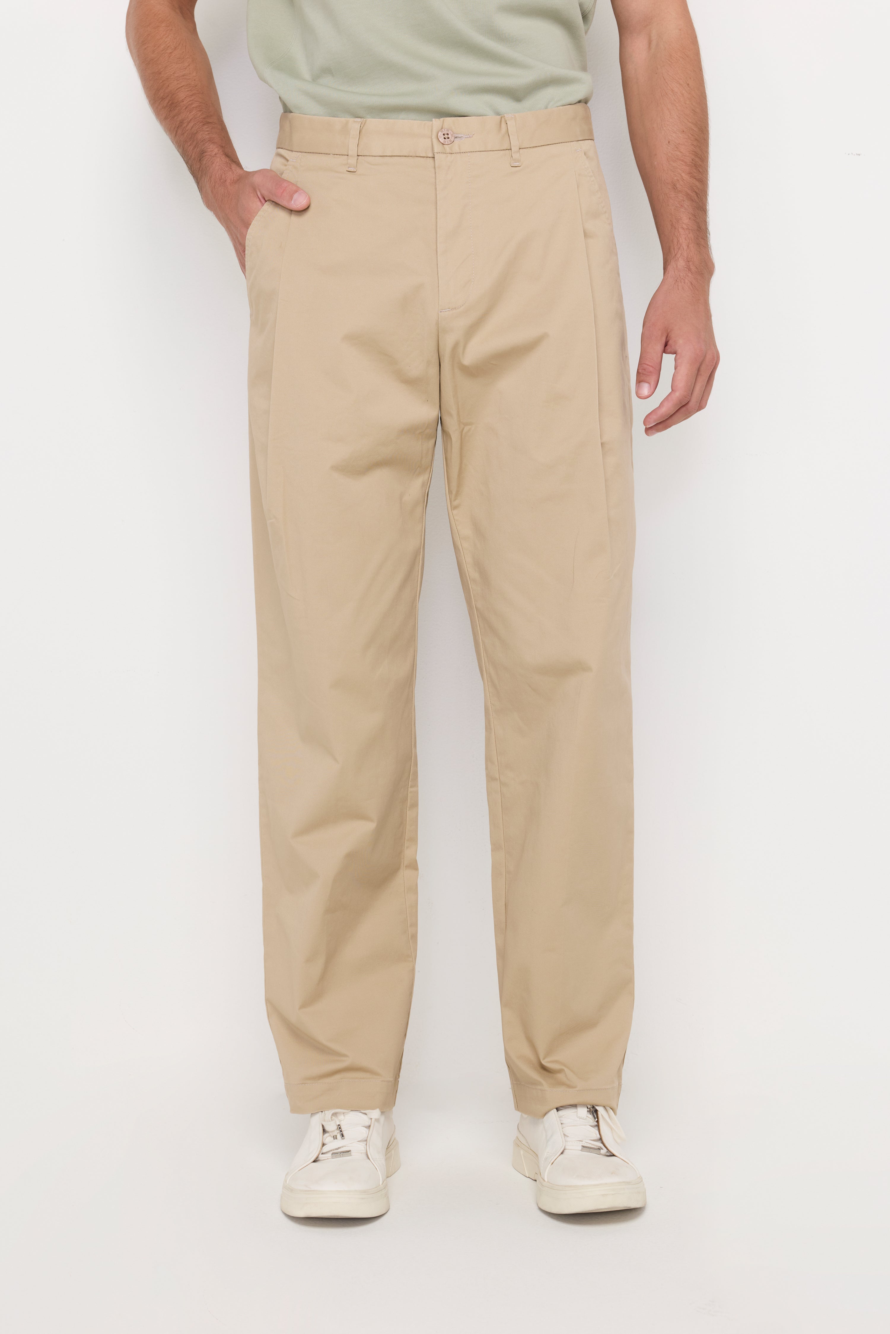 ESSENTIAL STRAIGHT-LEG COTTON TROUSERS