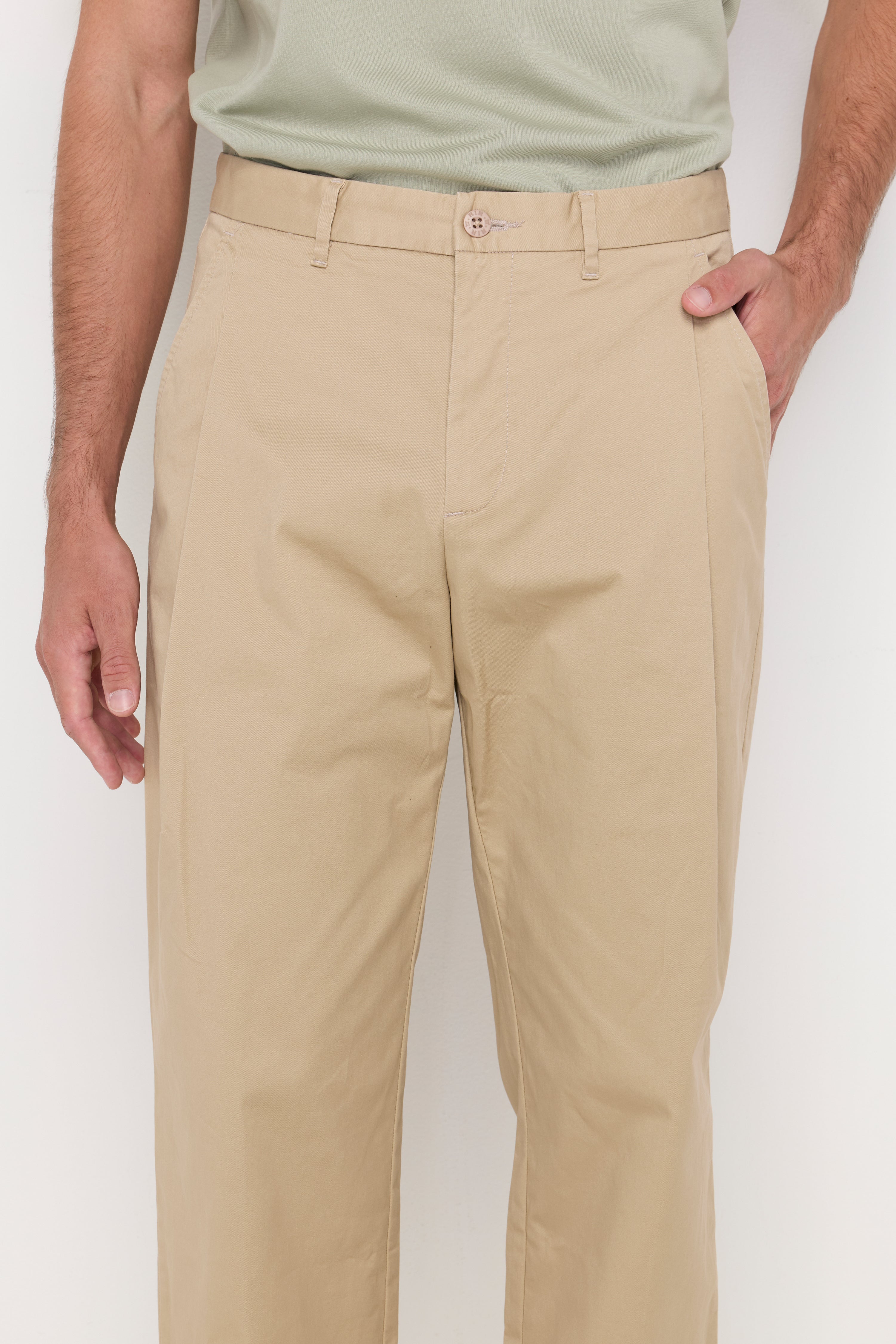 ESSENTIAL STRAIGHT-LEG COTTON TROUSERS