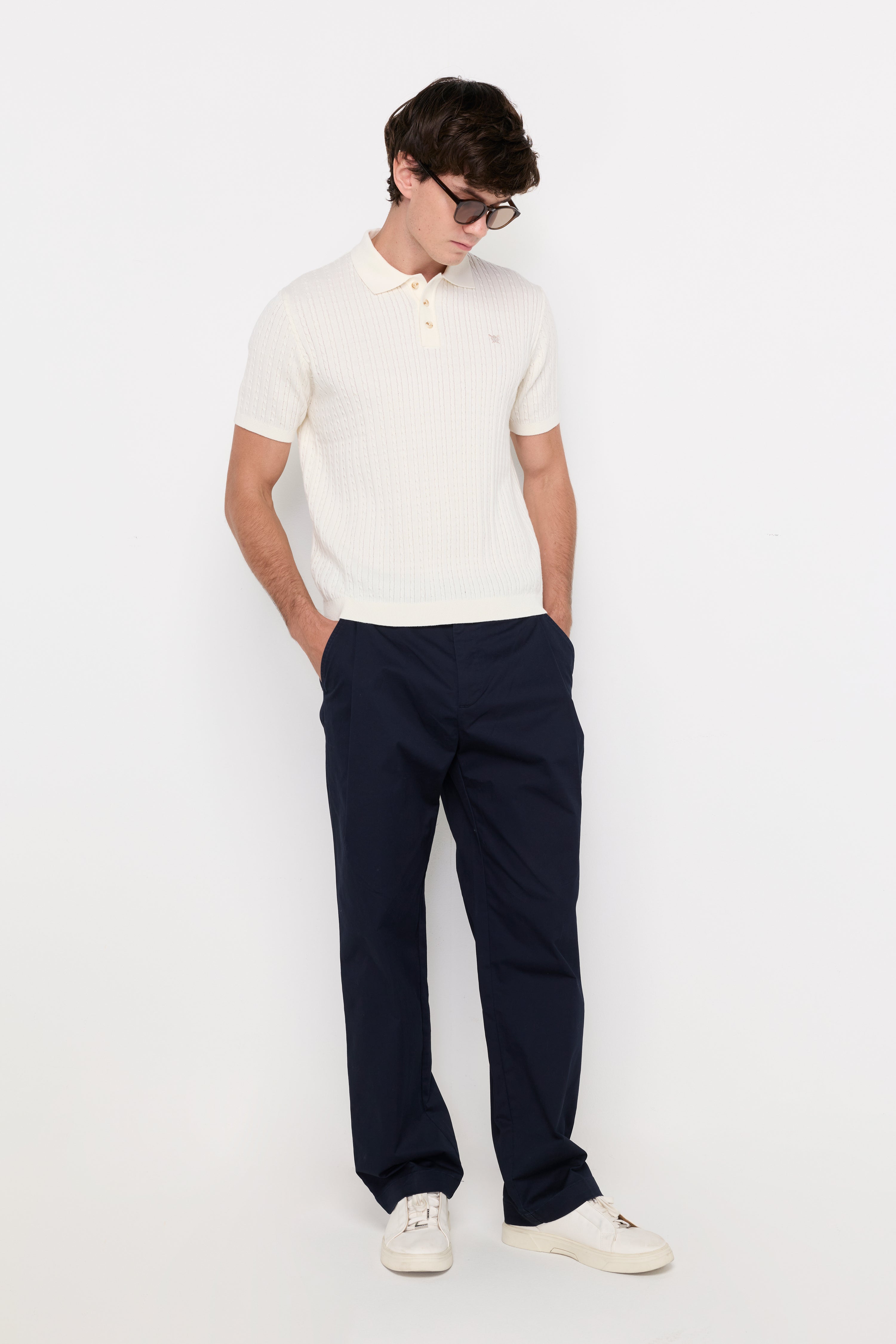 ESSENTIAL STRAIGHT-LEG COTTON TROUSERS