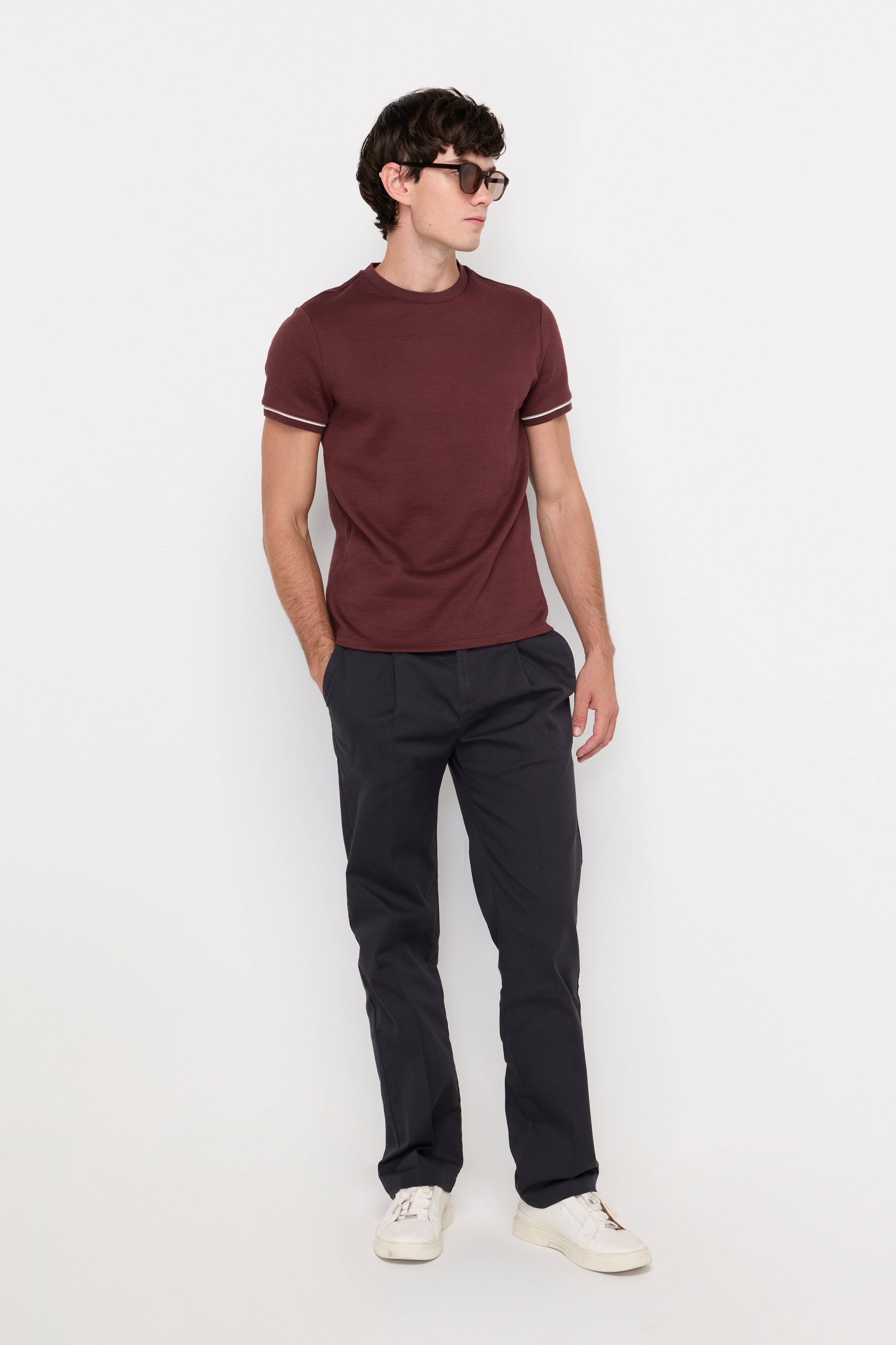 CONTRAST TRIM KNIT TEE