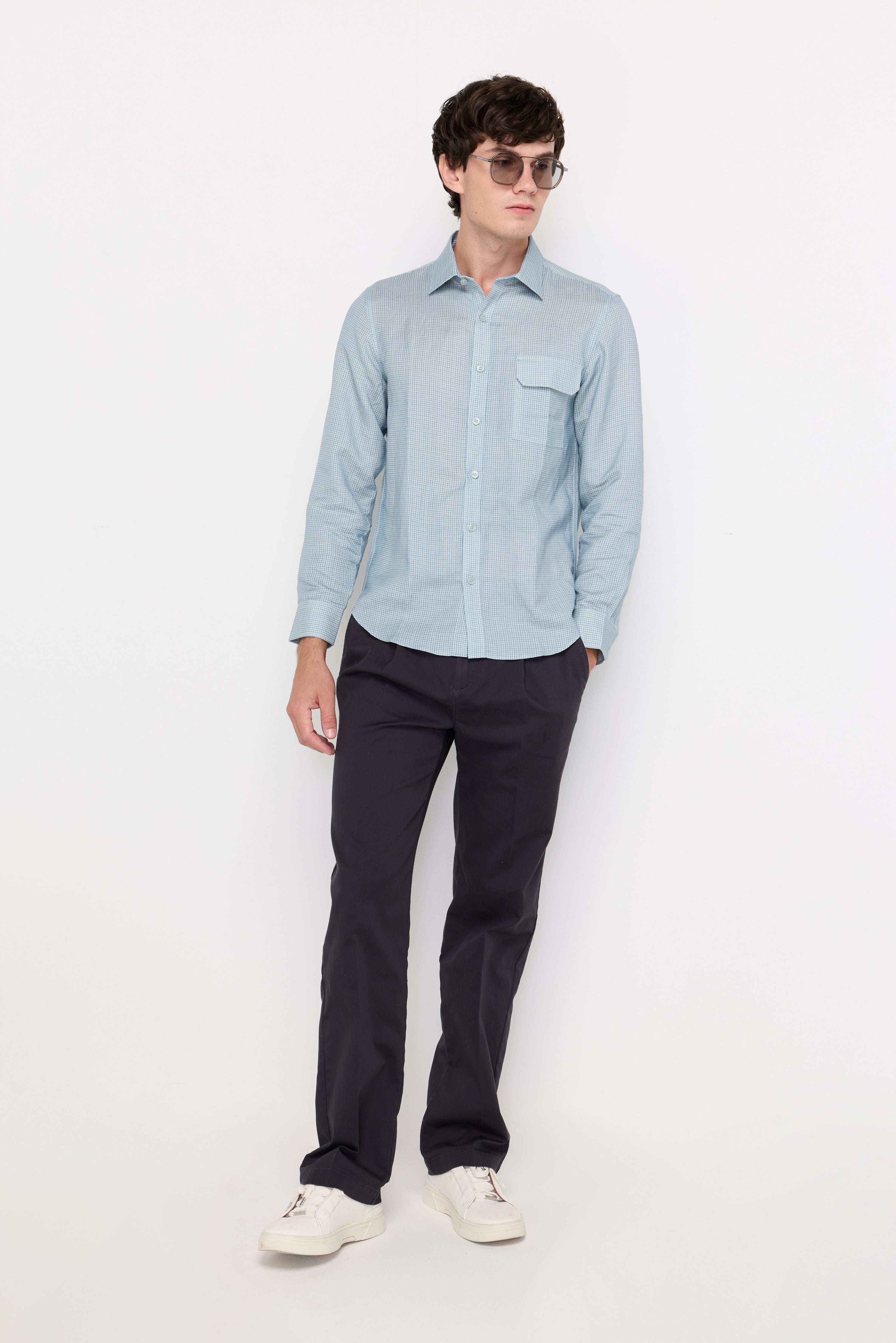 TEXTURED LONG-SLEEVE SHIRT