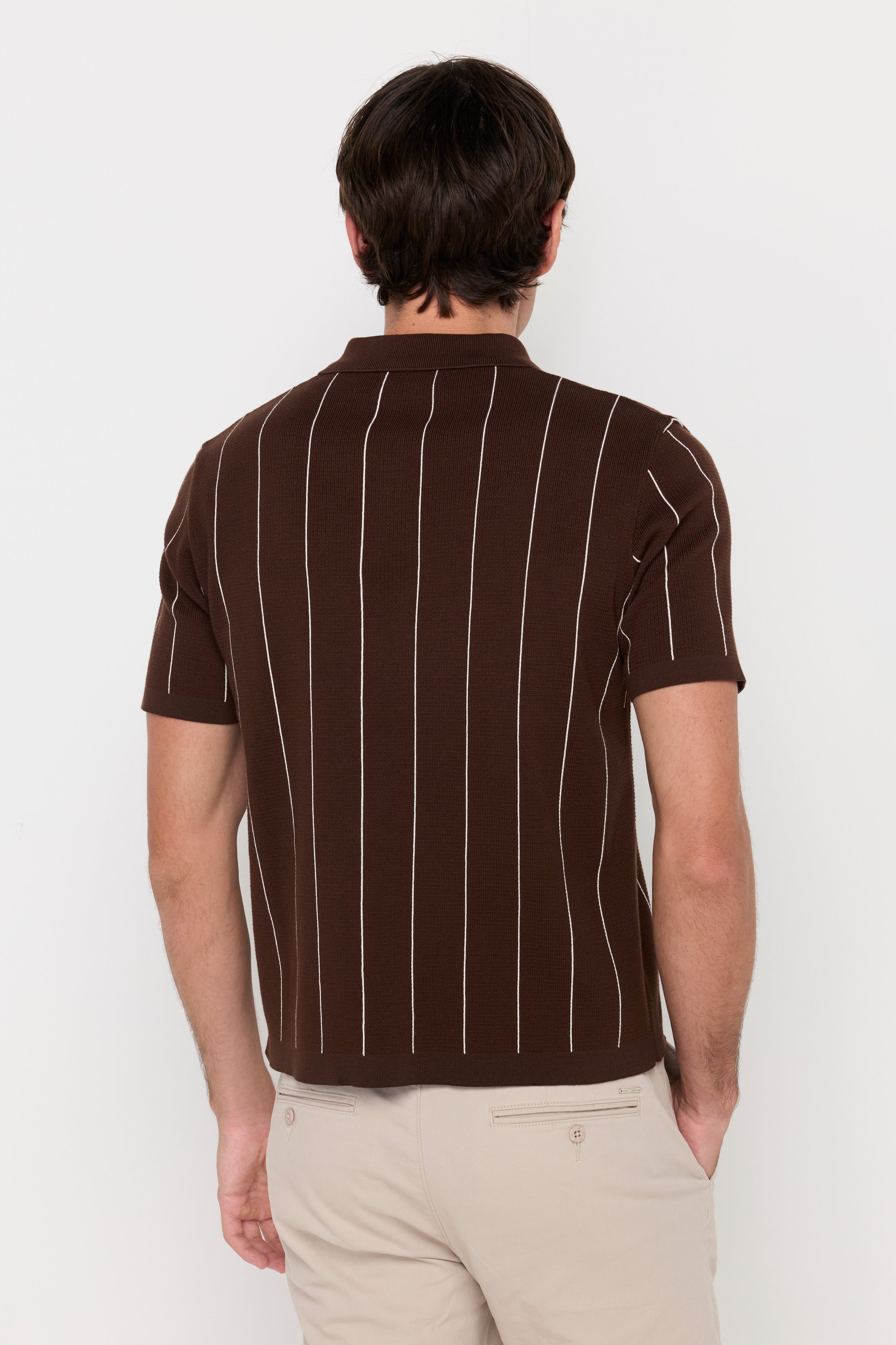 VERTICAL STRIPE TEXTURED KNIT POLO
