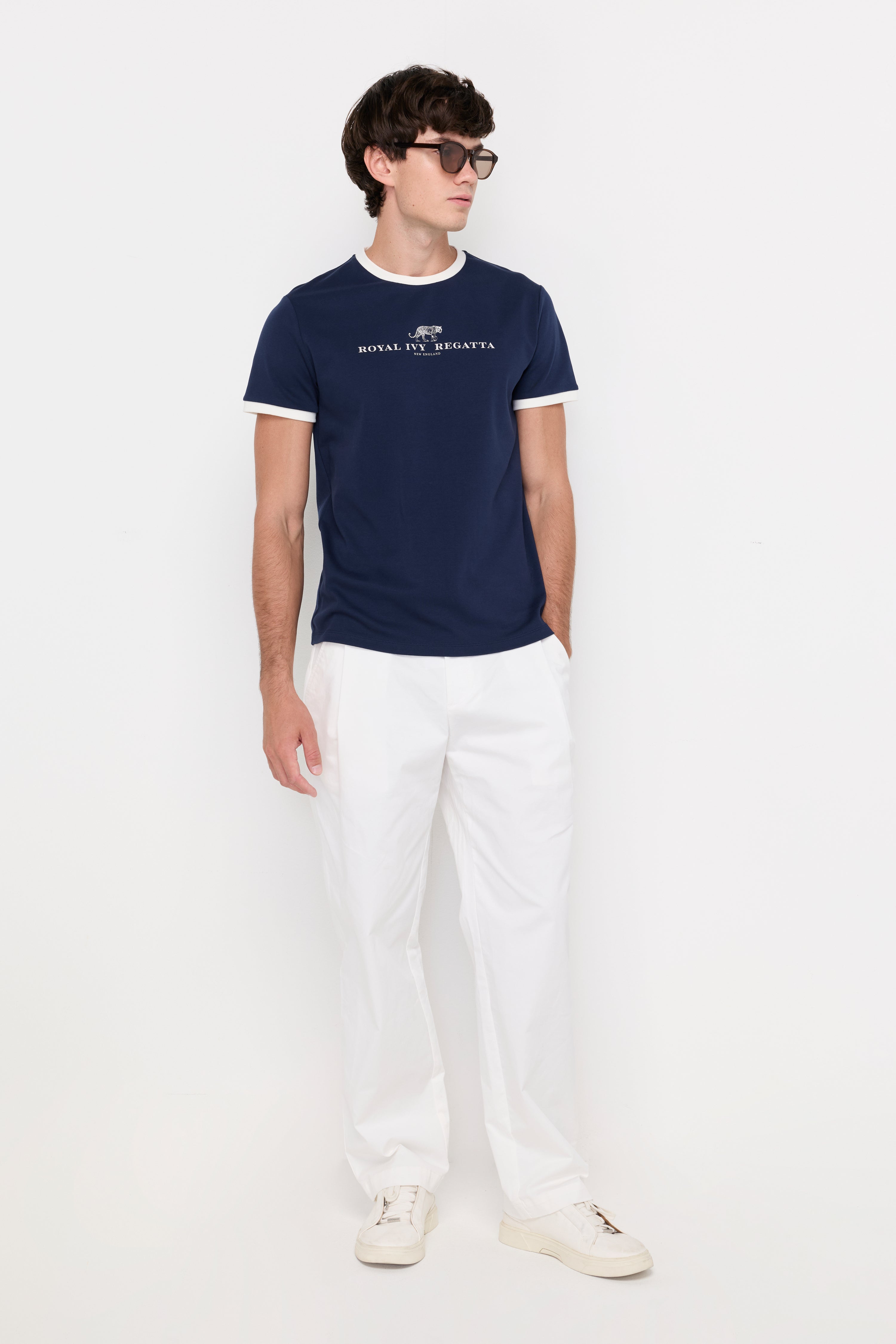 CONTRAST TRIM LOGO KNIT TEE