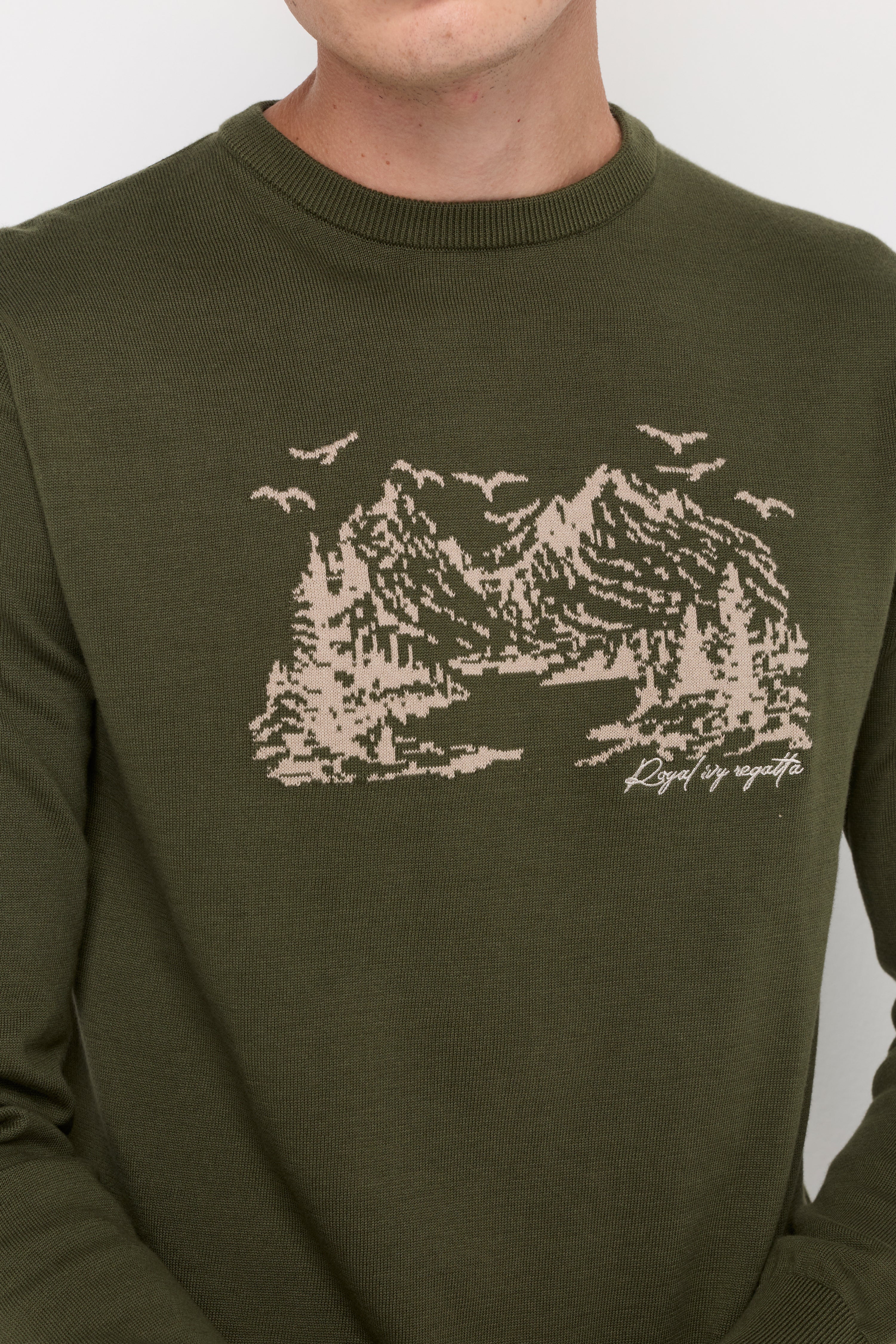 SCENIC GRAPHIC TEXTURED KNIT SWEATER